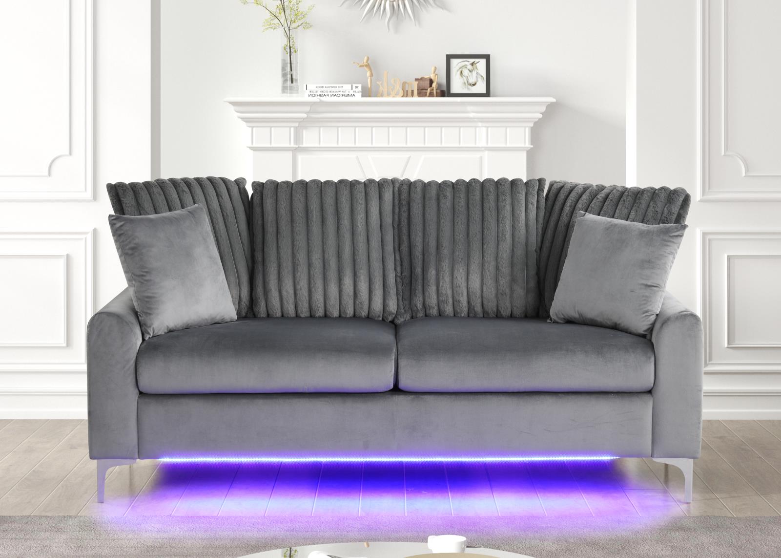 Melina Gray Fabric Sofa & Loveseat — view 3