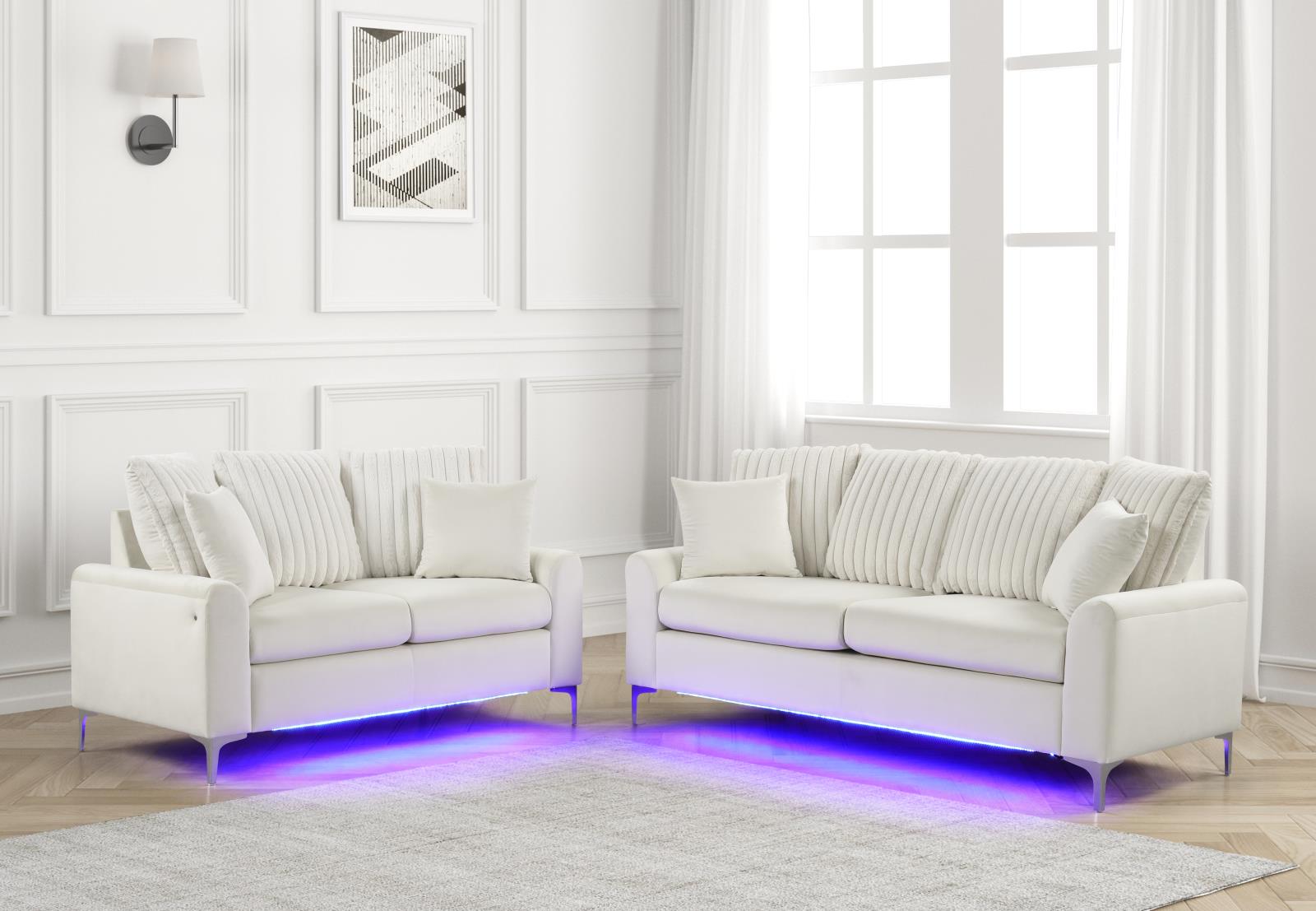 Melina Beige Fabric Sofa & Loveseat