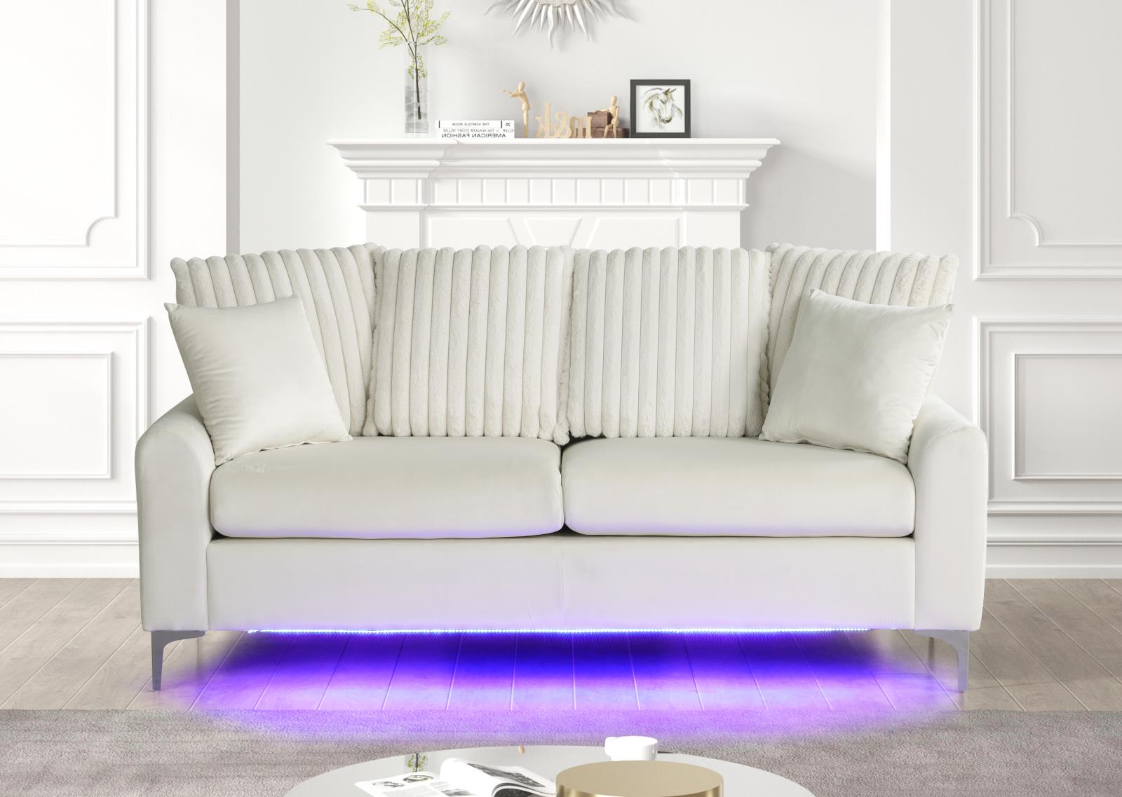 Melina Beige Fabric Sofa & Loveseat — view 3