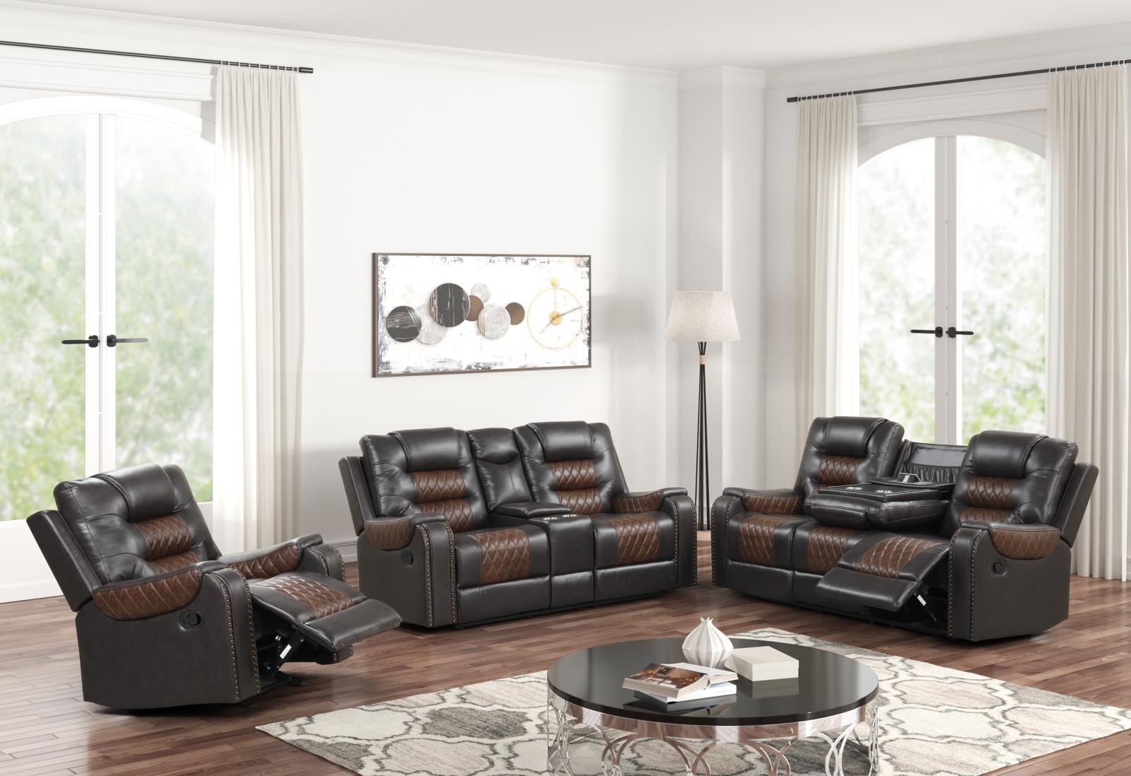 Ohio Brown Manual Reclining Sofa, Loveseat & Recliner