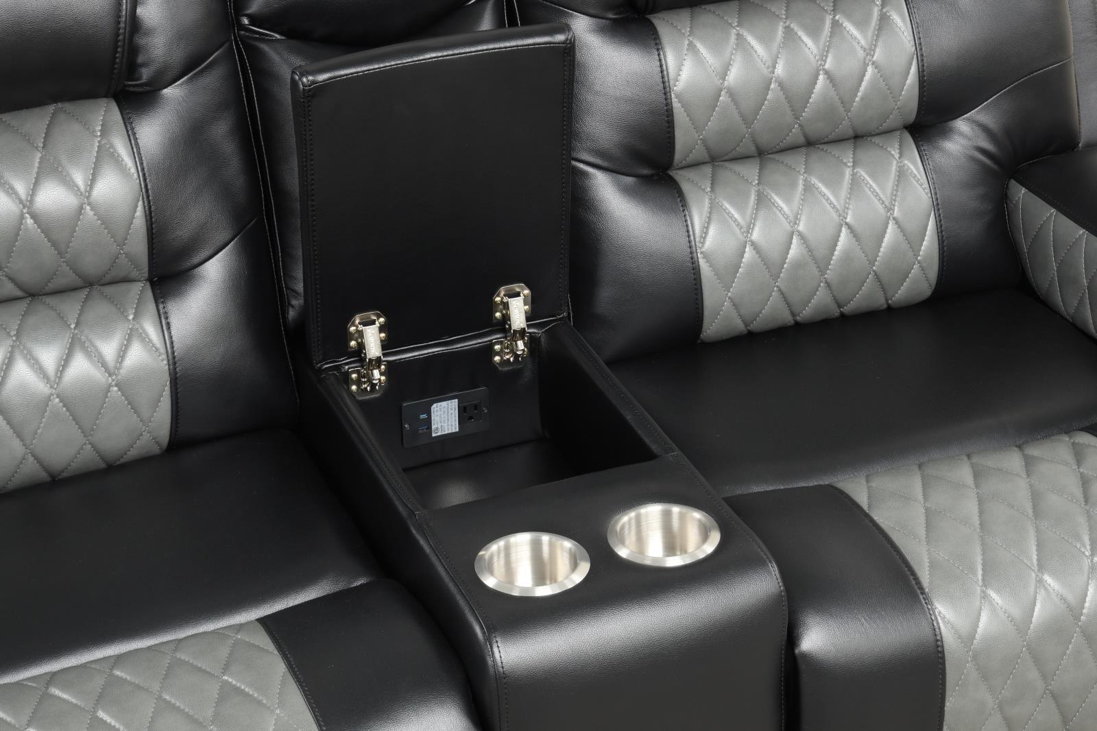 Ohio Black & Gray Manual Reclining Sofa, Loveseat & Recliner — view 8