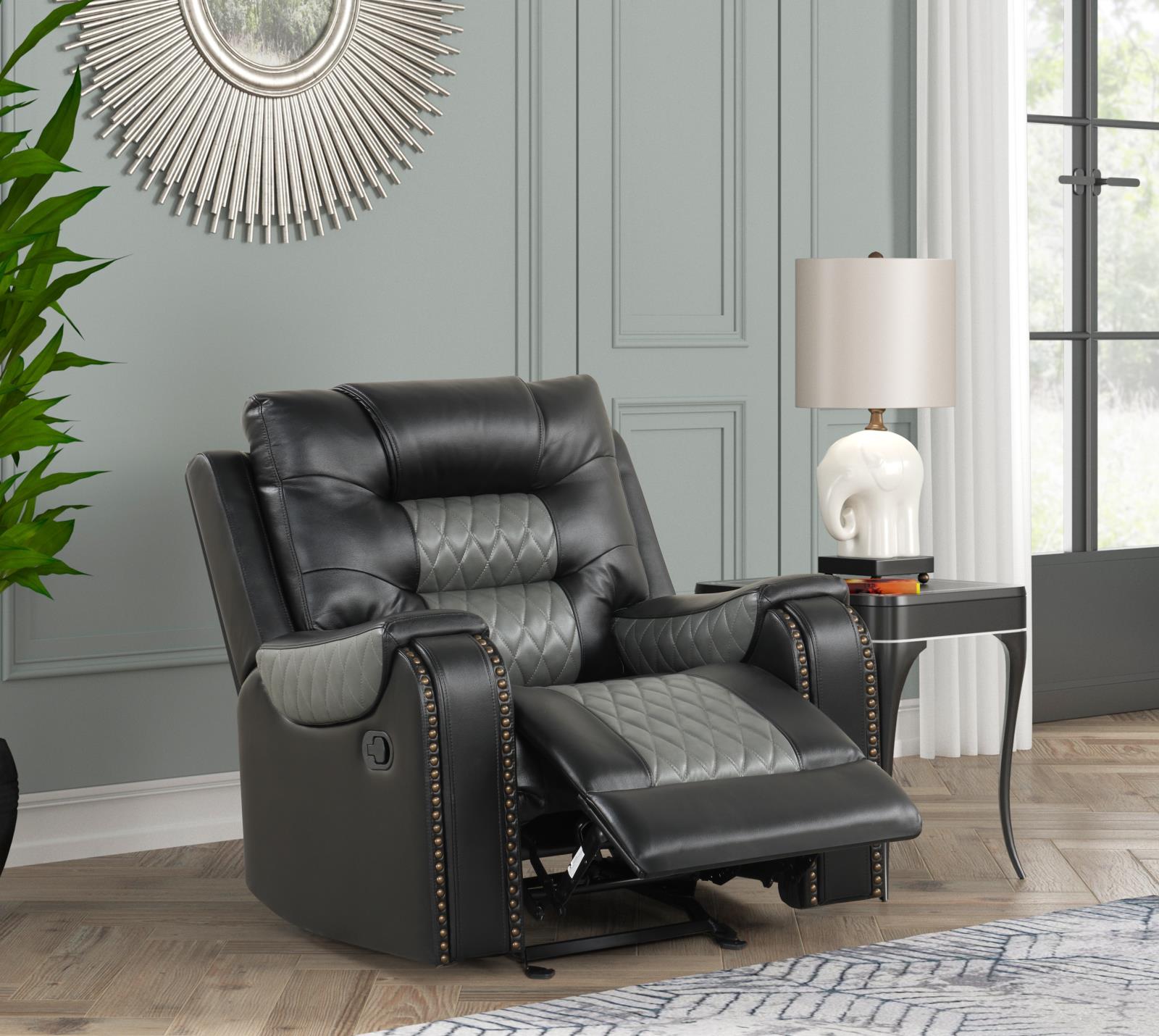 Ohio Black & Gray Manual Rocker Recliner