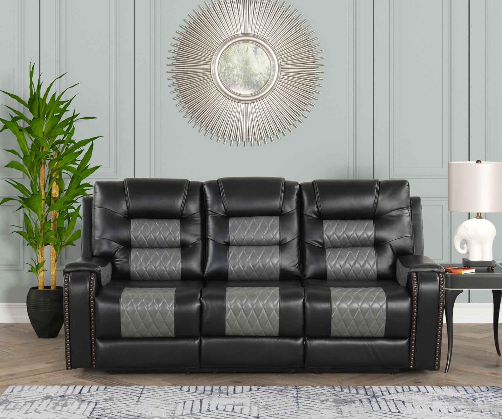 Ohio Black & Gray Manual Reclining Sofa, Loveseat & Recliner — view 5