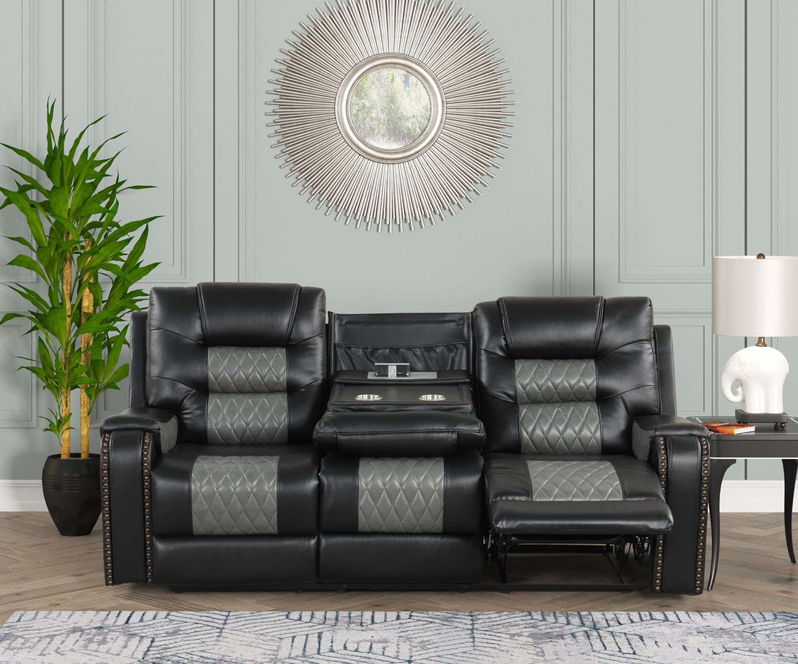 Ohio Black & Gray Manual Reclining Sofa, Loveseat & Recliner — view 7