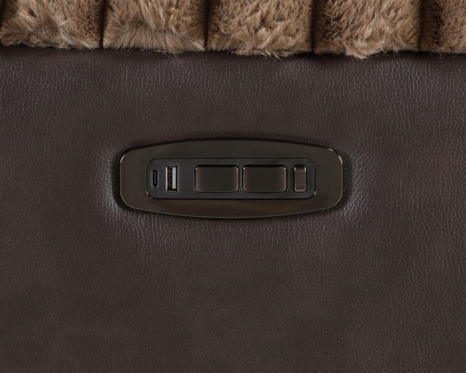 Lainey 3-Piece Brown Power Sectional with Bluetooth Speaker