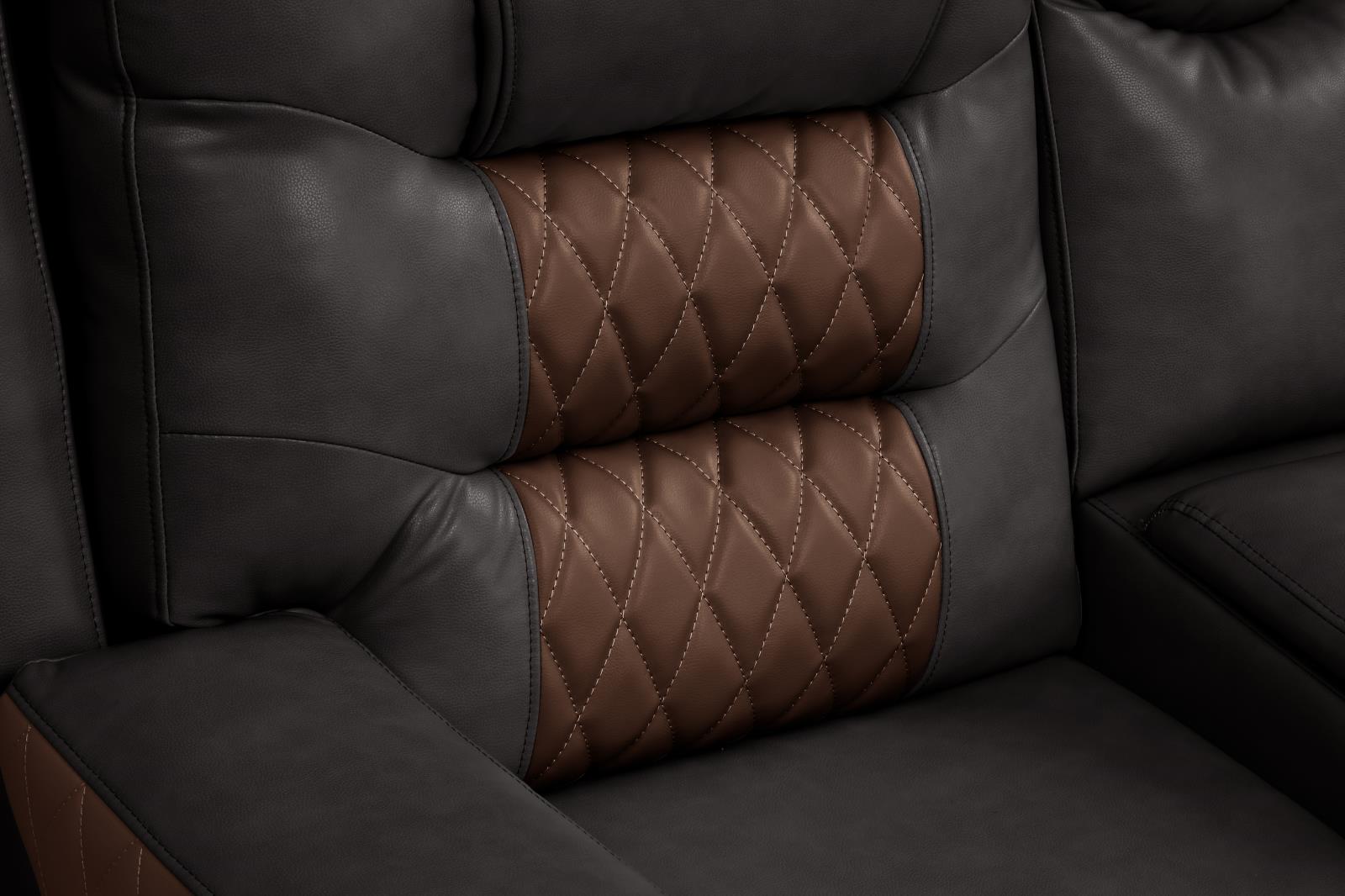 Ohio Brown & Brown Manual Recliner Sectional with Storage Console — view 3