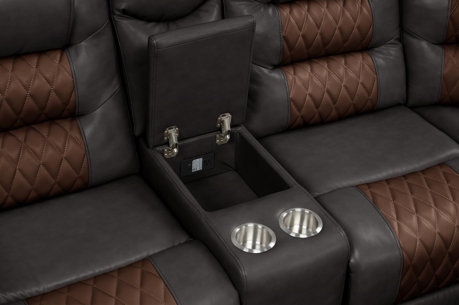 Ohio Brown & Brown Manual Recliner Sectional with Storage Console — view 4