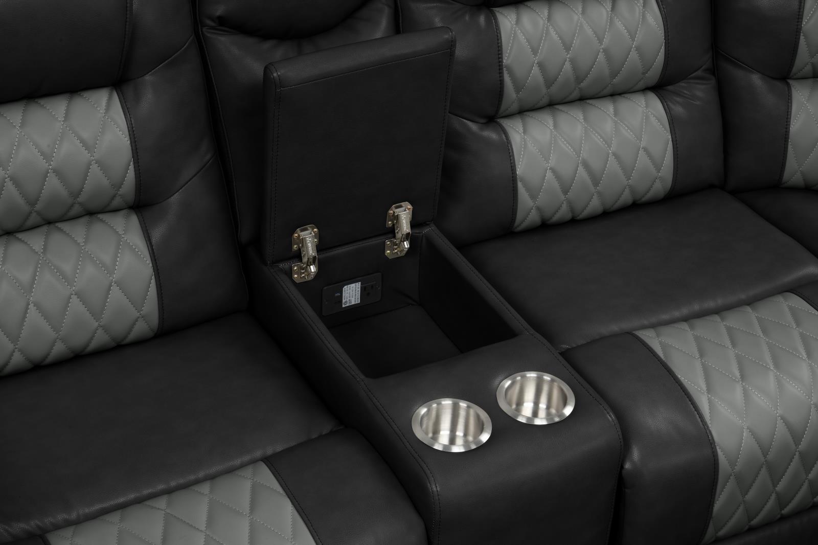 Ohio Black & Gray Manual Recliner Sectional with Storage Console — view 4