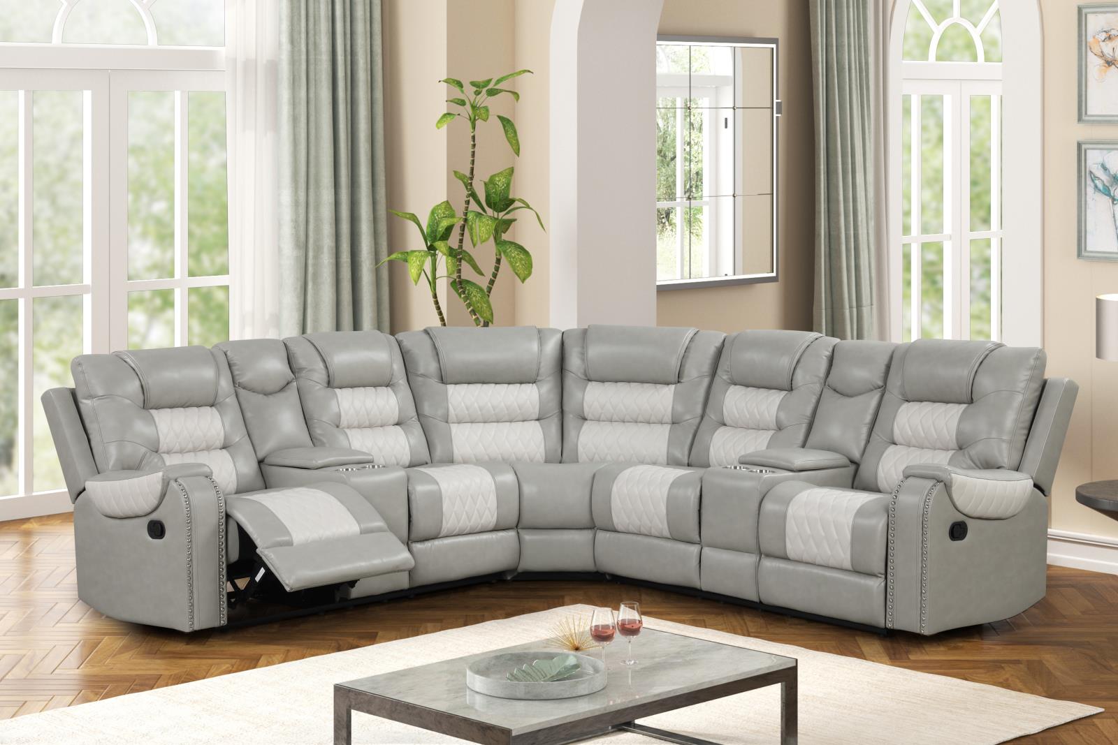 Ohio Gray & Ice Manual Recliner Sectional with Storage Console — view 2