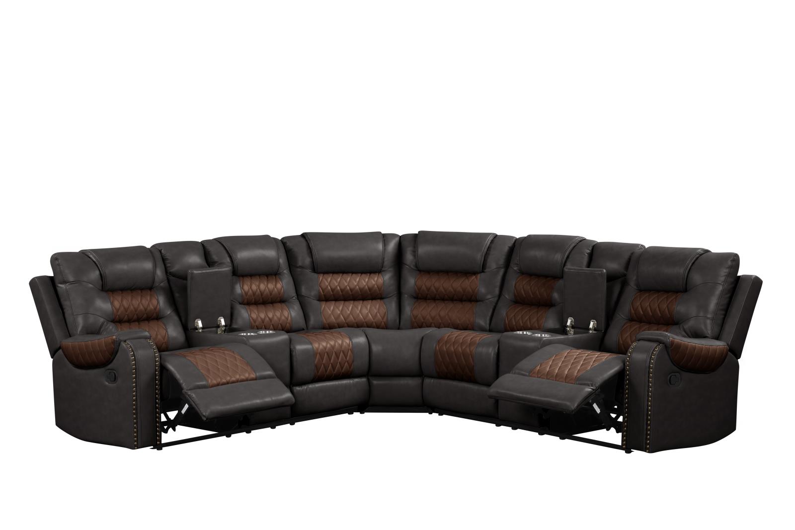 Ohio Brown & Brown Manual Recliner Sectional with Storage Console