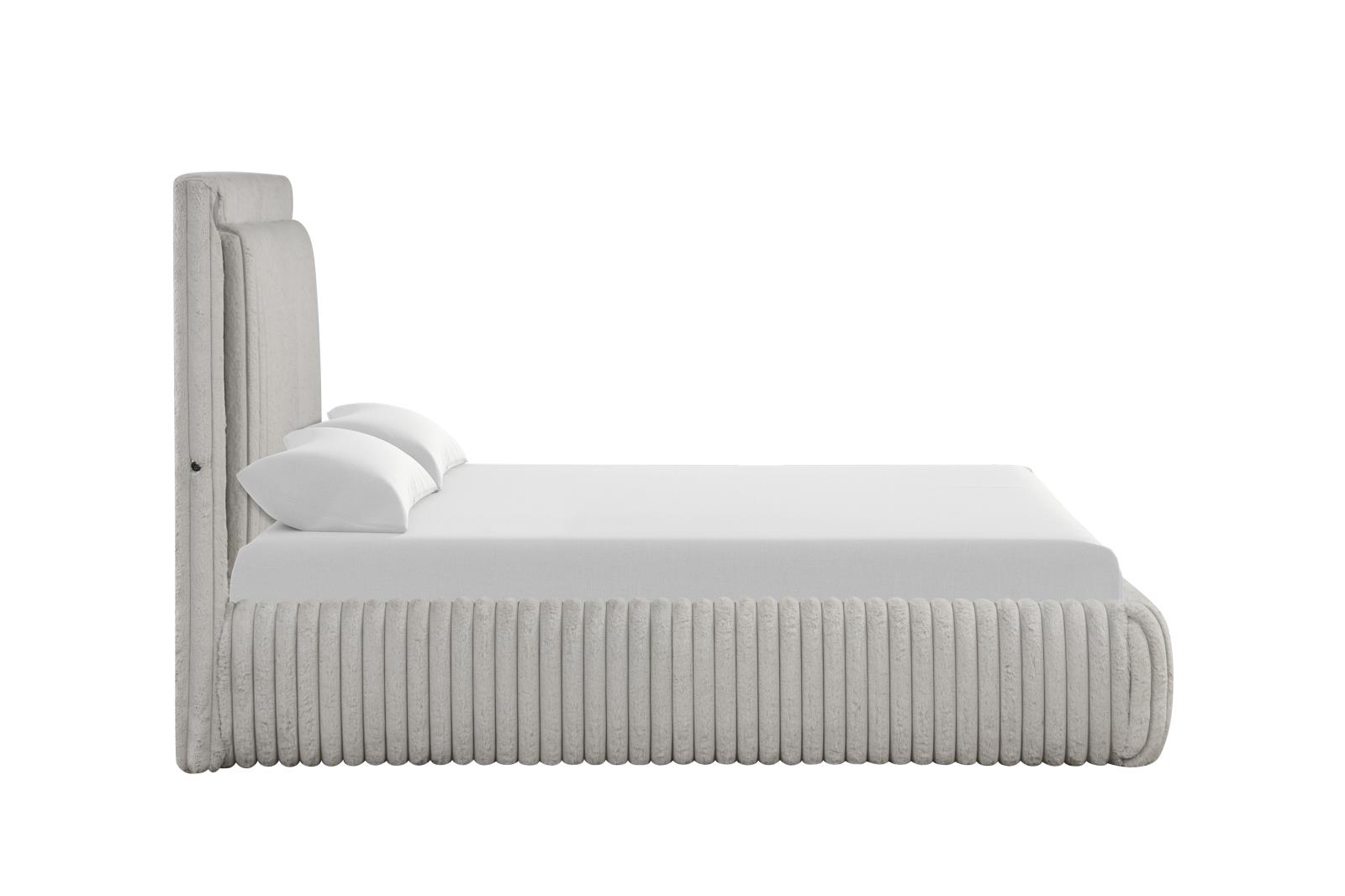 Noa Gray Upholstered Queen Bed with Bluetooth Speaker & USB Charger
