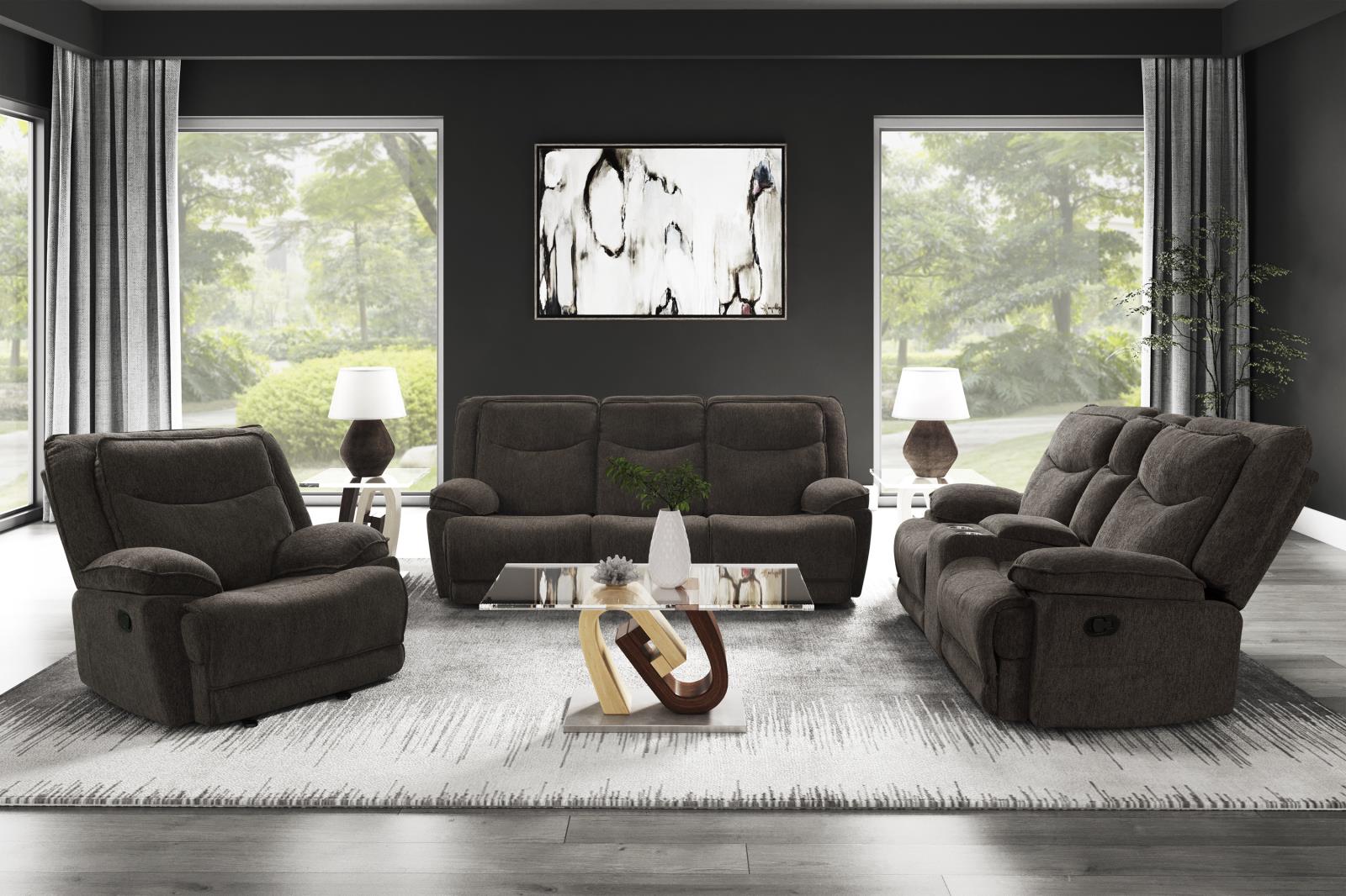 Asheville Brown Manual Reclining Sofa & Loveseat