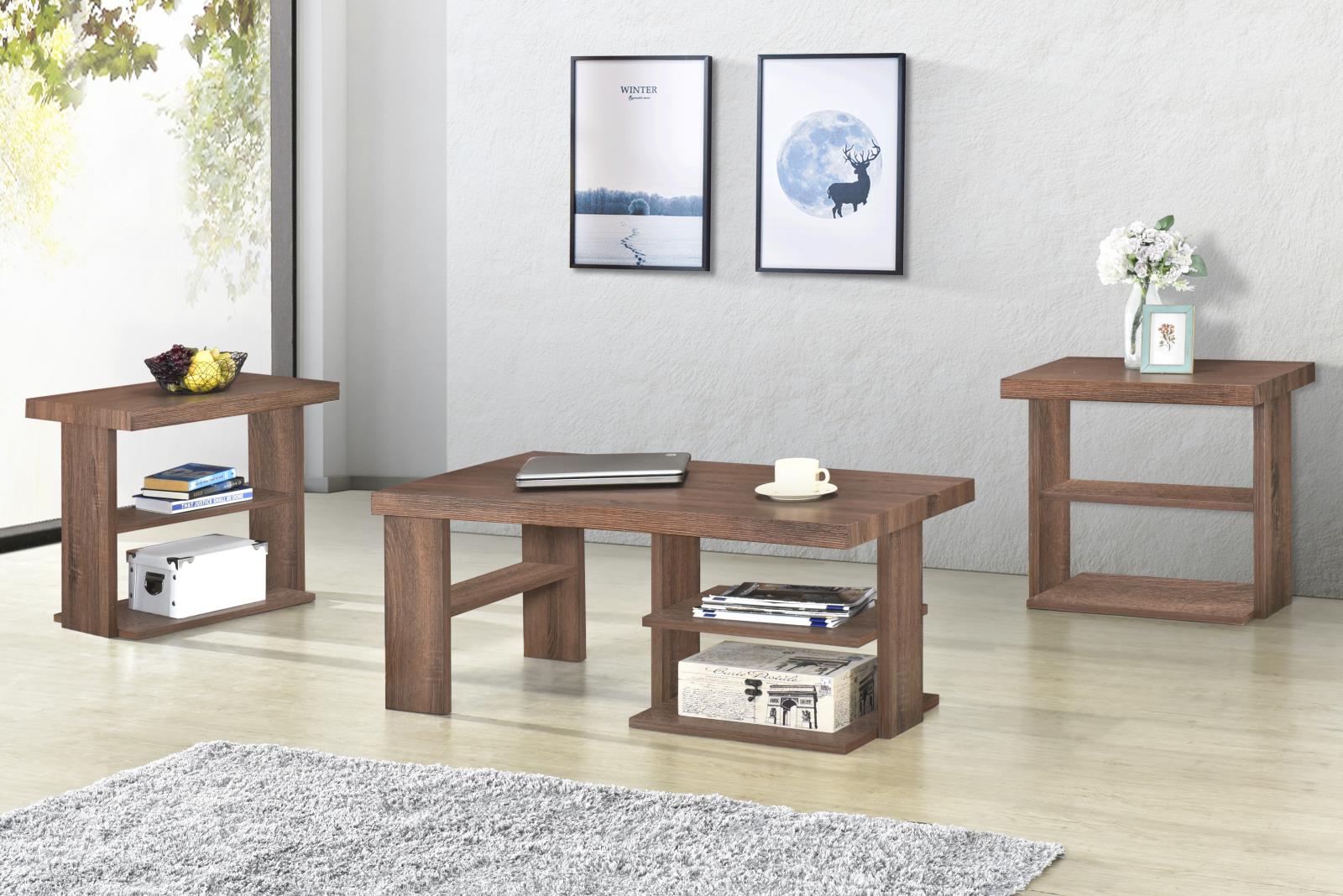 Costa 3-Piece Brown Coffee Table Set