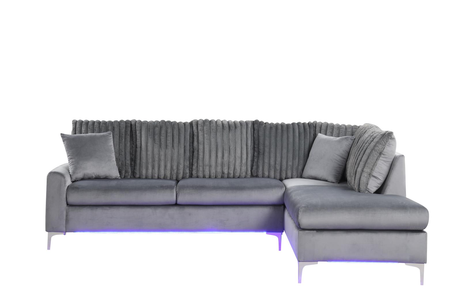 Melina 2-Piece Gray L Shaped Upholstered Sectional with LED — view 3