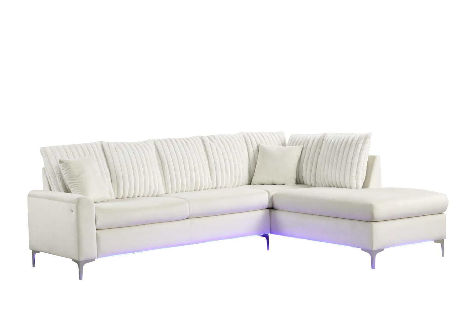Melina 2-Piece Beige L Shaped Upholstered Sectional with LED