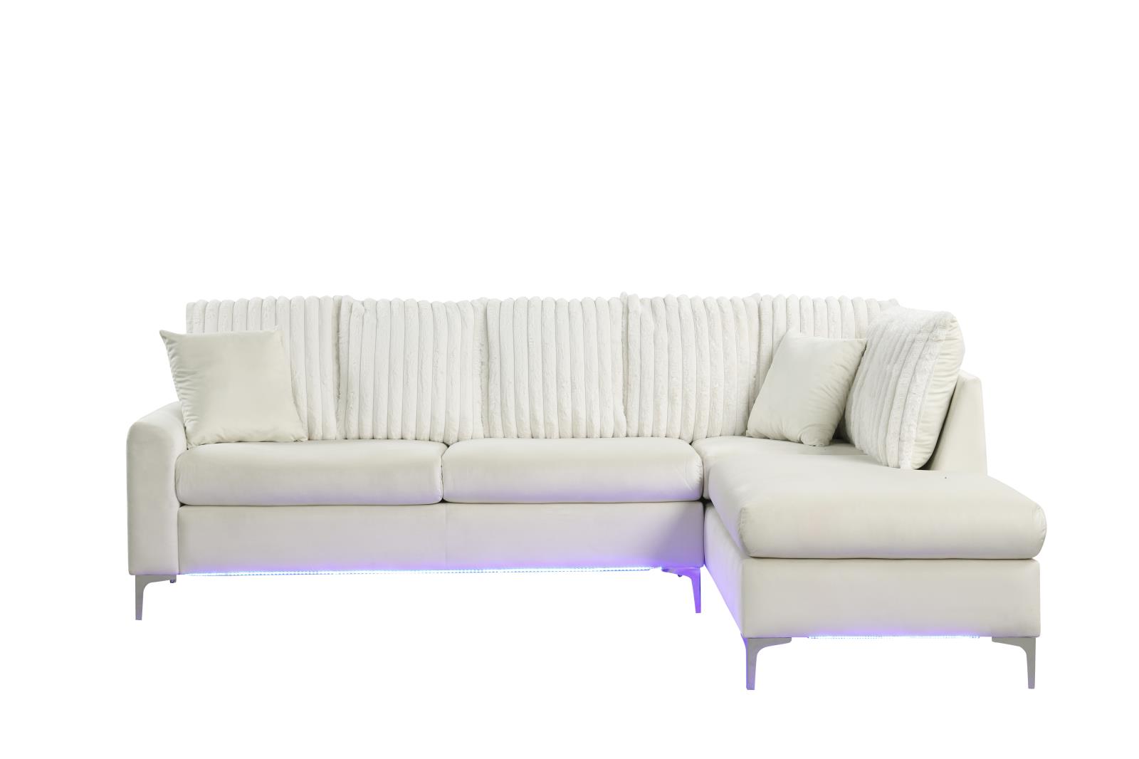 Melina 2-Piece Beige L Shaped Upholstered Sectional with LED — view 3