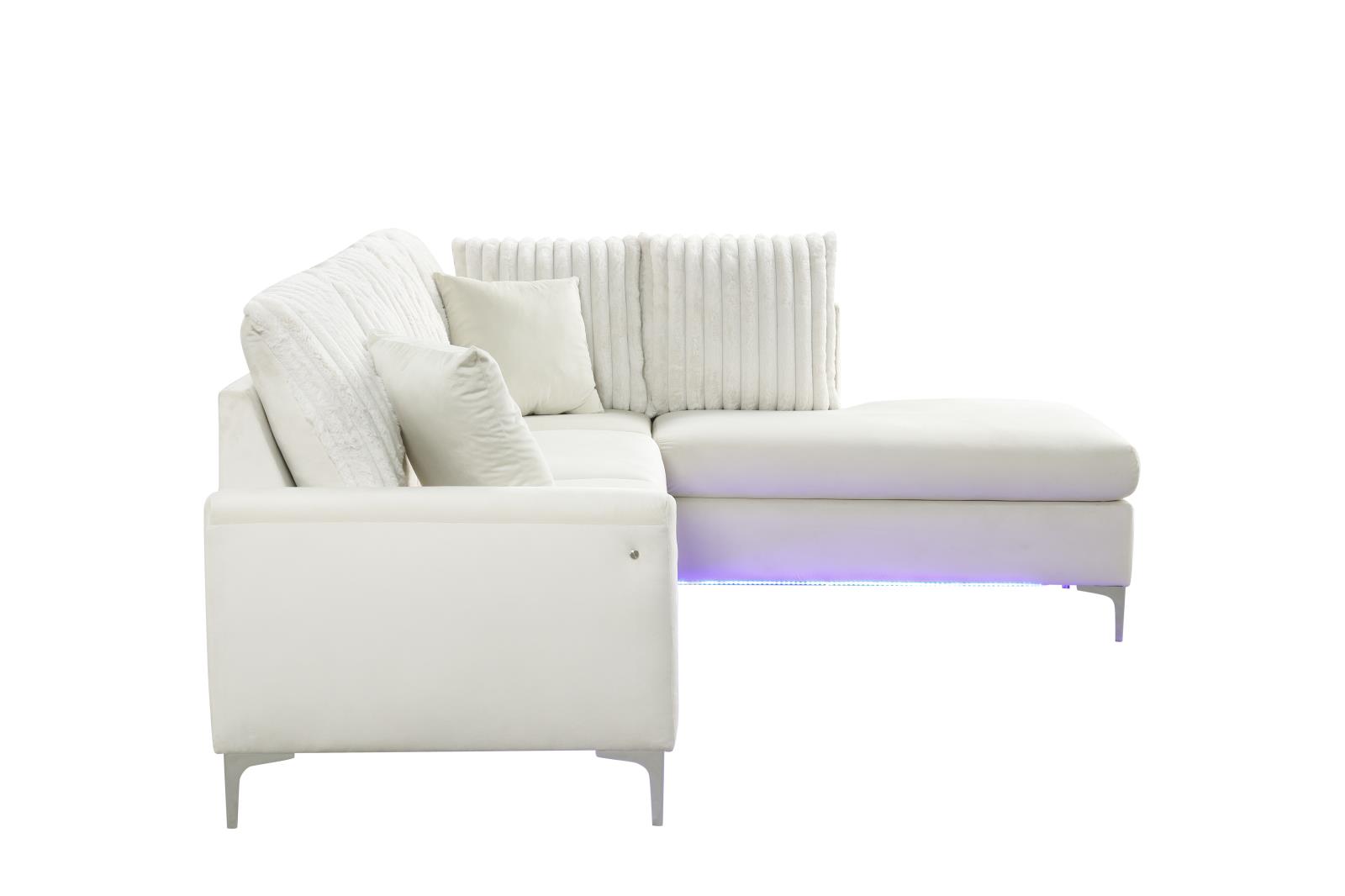 Melina 2-Piece Beige L Shaped Upholstered Sectional with LED — view 4