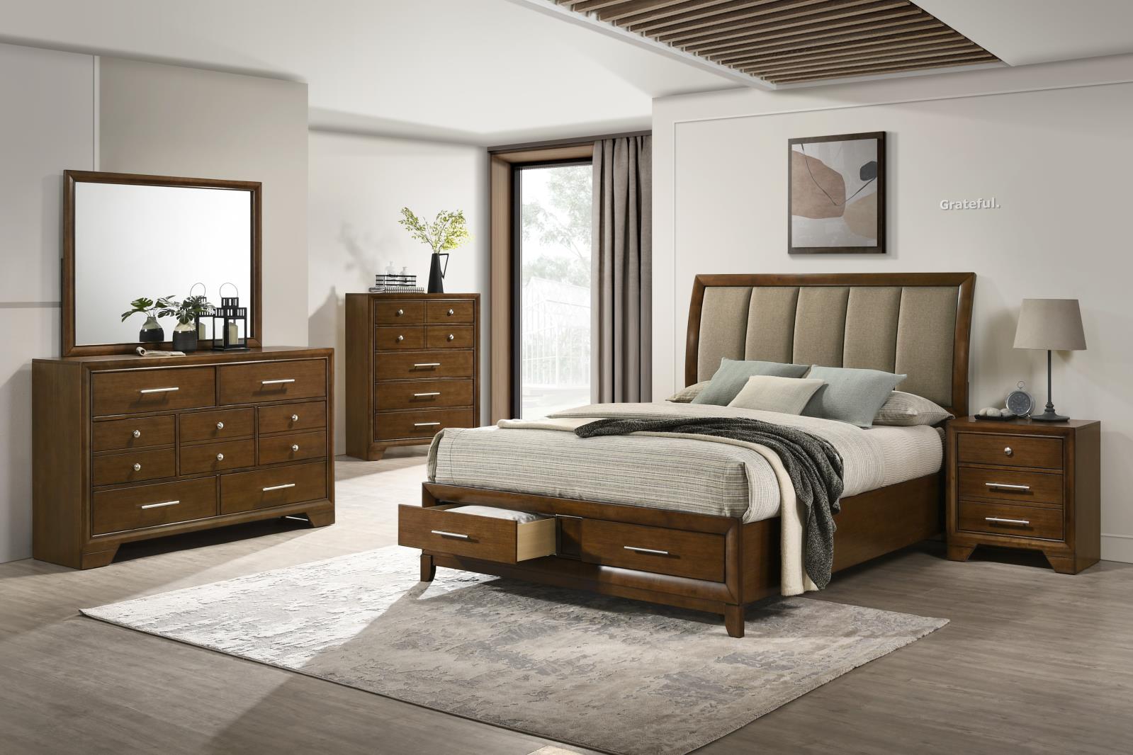 Linden Dark Oak Storage Queen Bed — view 3