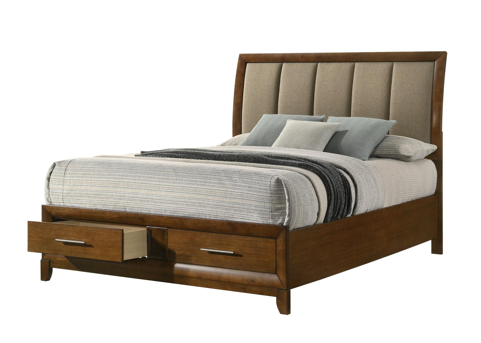 Linden Dark Oak Storage Queen Bed