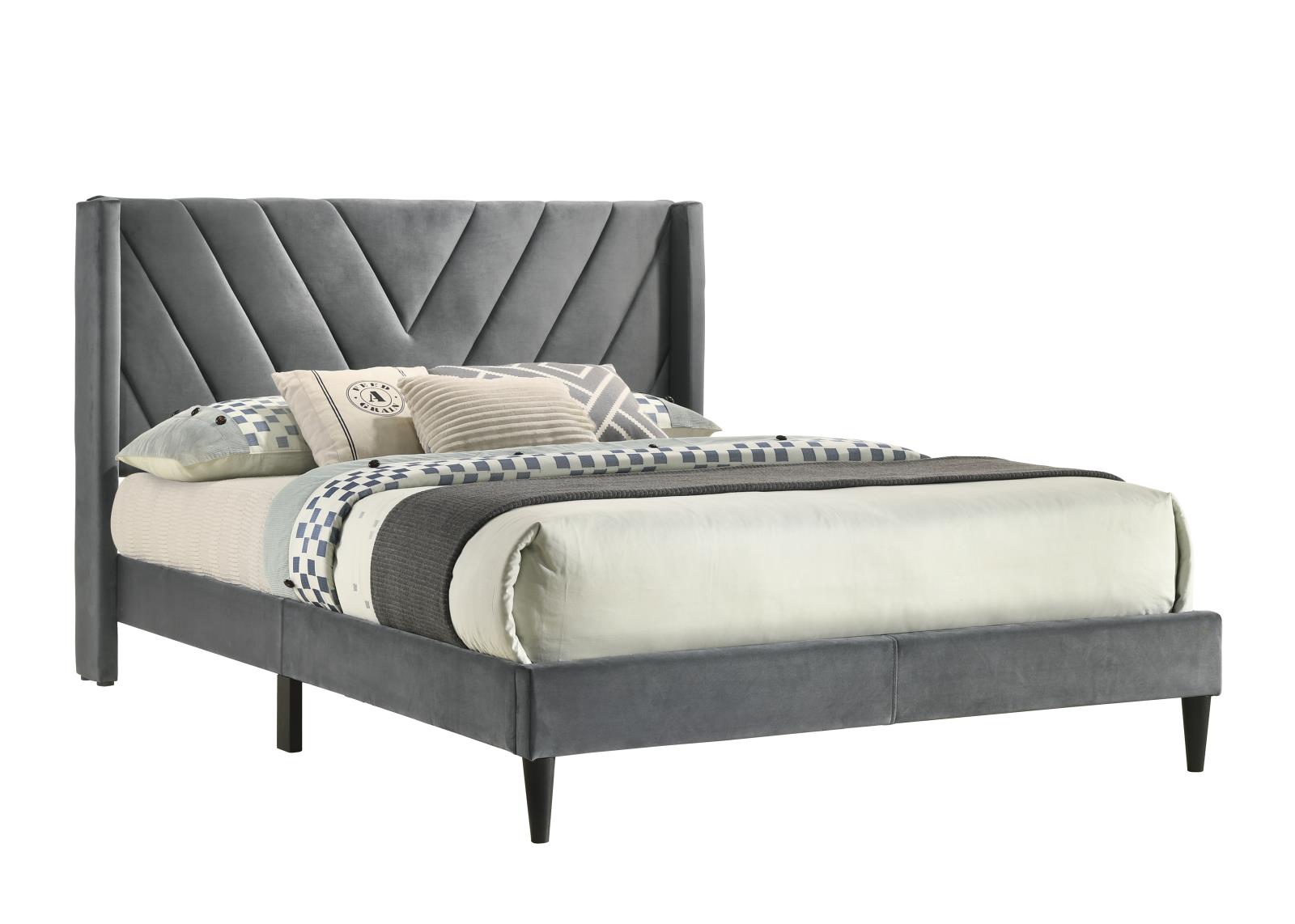 Chevron Gray Queen Bed — view 2