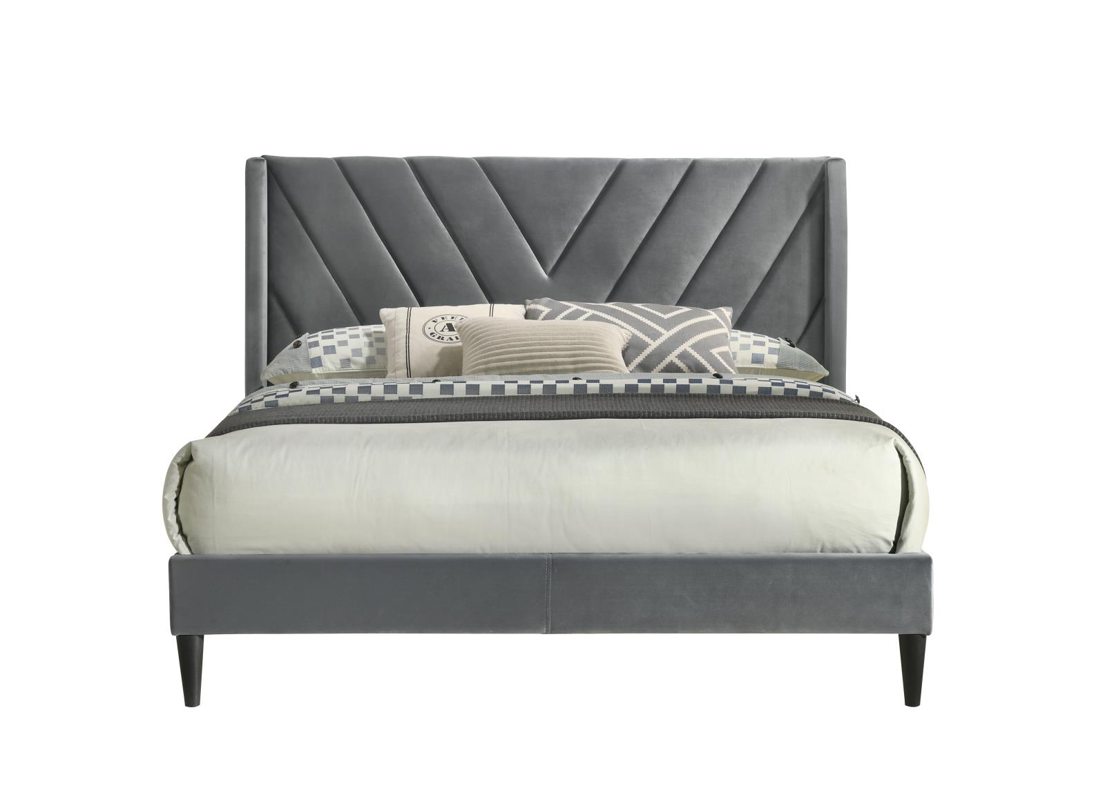 Chevron Gray Queen Bed — view 3
