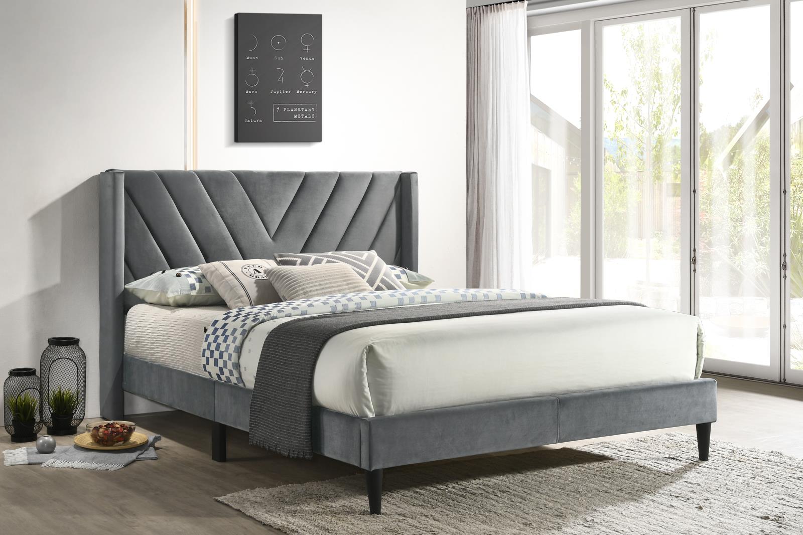 Chevron Gray Queen Bed