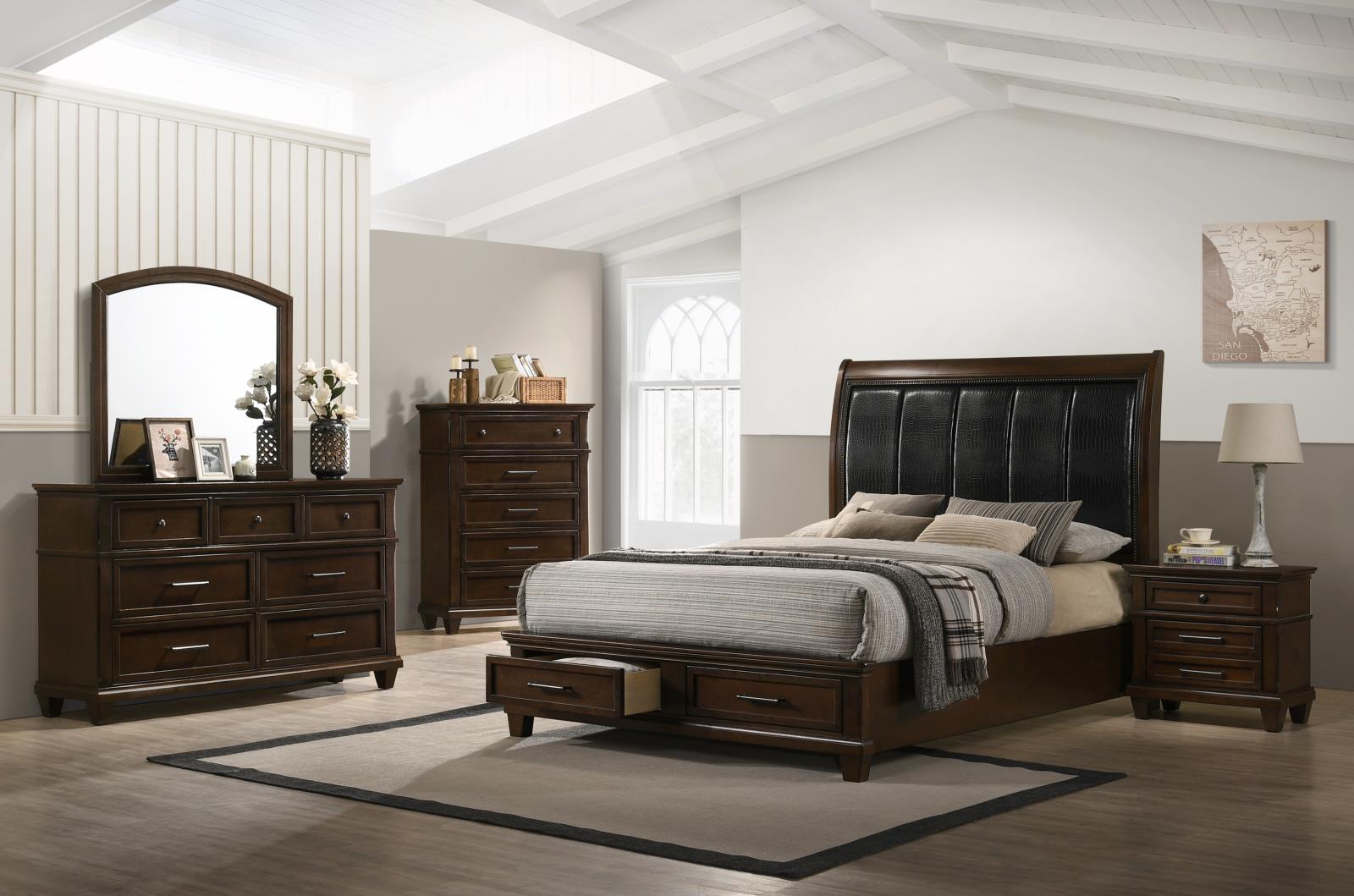 Bradford Brown 3-Drawer Nightstand with USB Charger — view 3