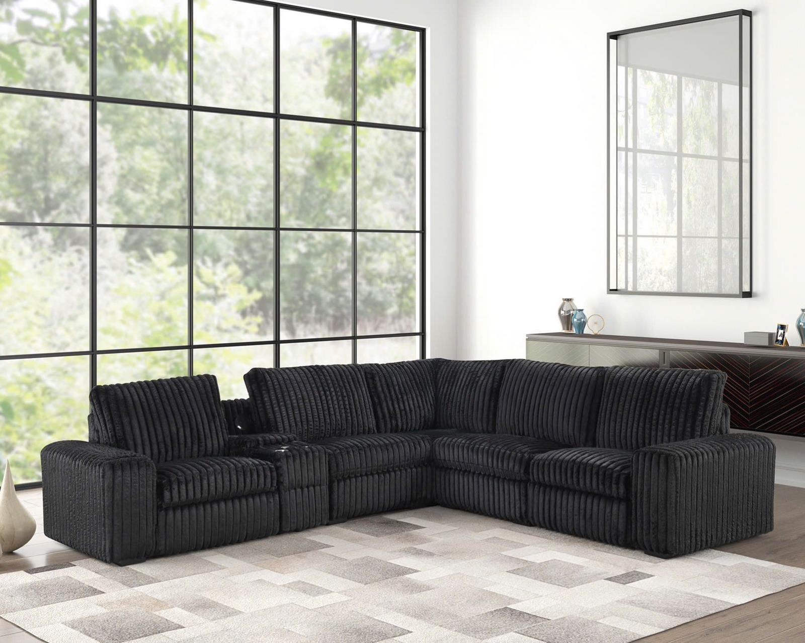 Vegas Black Power Recliner Sectional with Storage Console — view 2