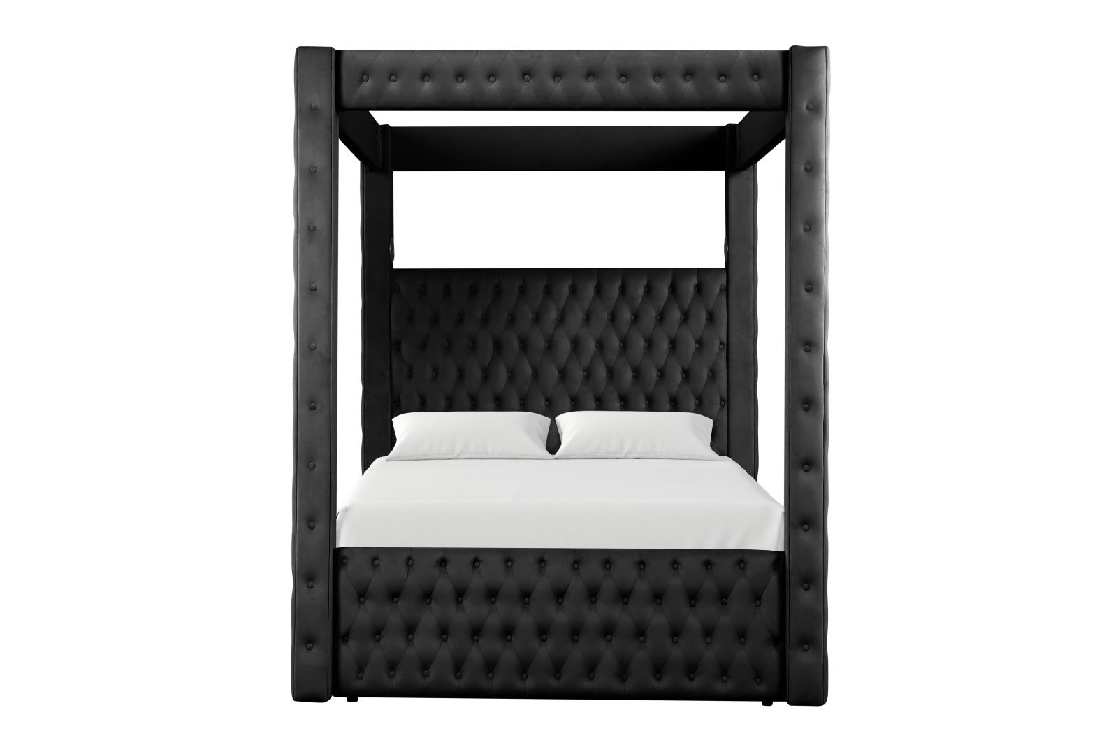Remi Black Upholstered King Bed with Bluetooth Speaker & USB Charger — view 3