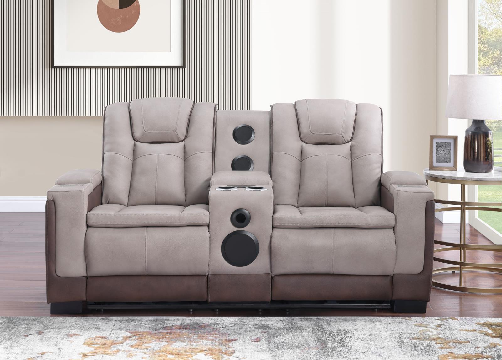 Molly Beige & Brown Power Reclining Sofa & Loveseat — view 2