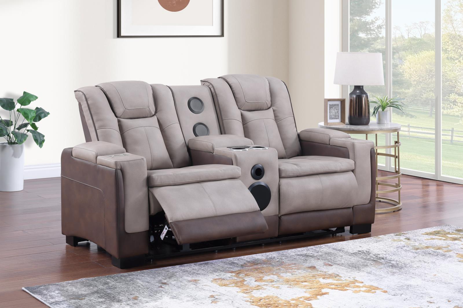 Molly Beige & Brown Power Reclining Sofa & Loveseat — view 8