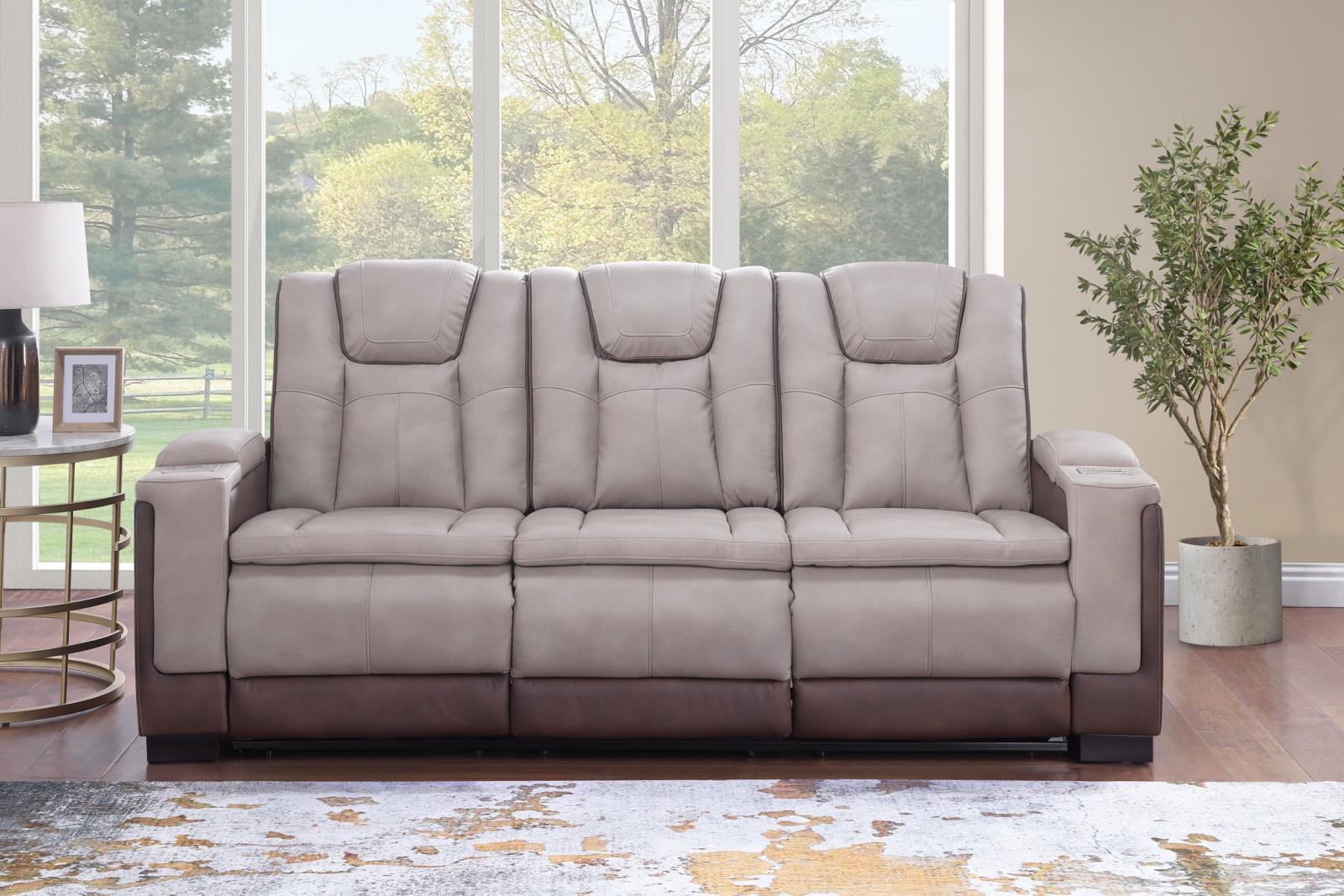 Molly Beige & Brown Power Reclining Sofa & Loveseat — view 3