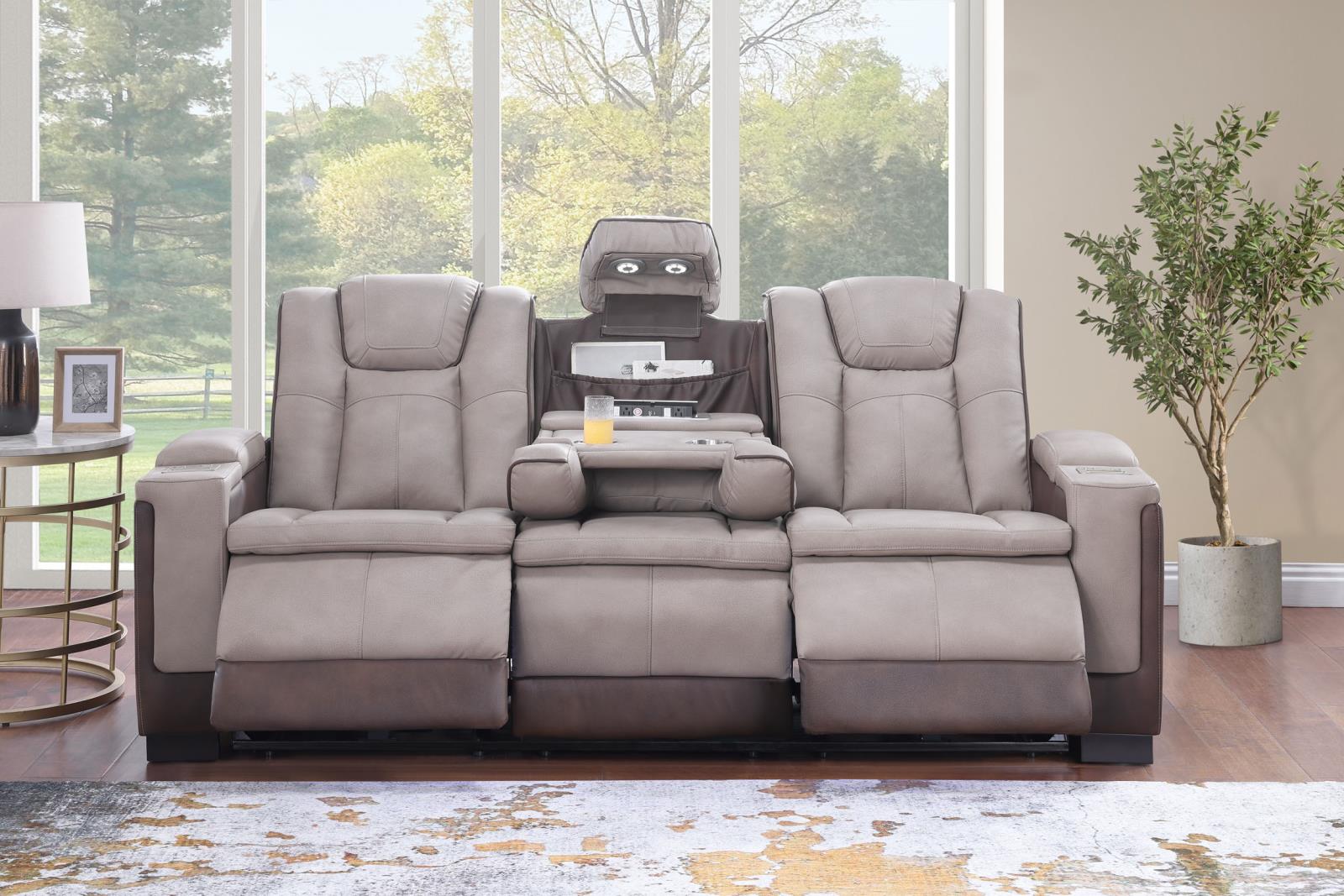 Molly Beige & Brown Power Reclining Sofa & Loveseat — view 9