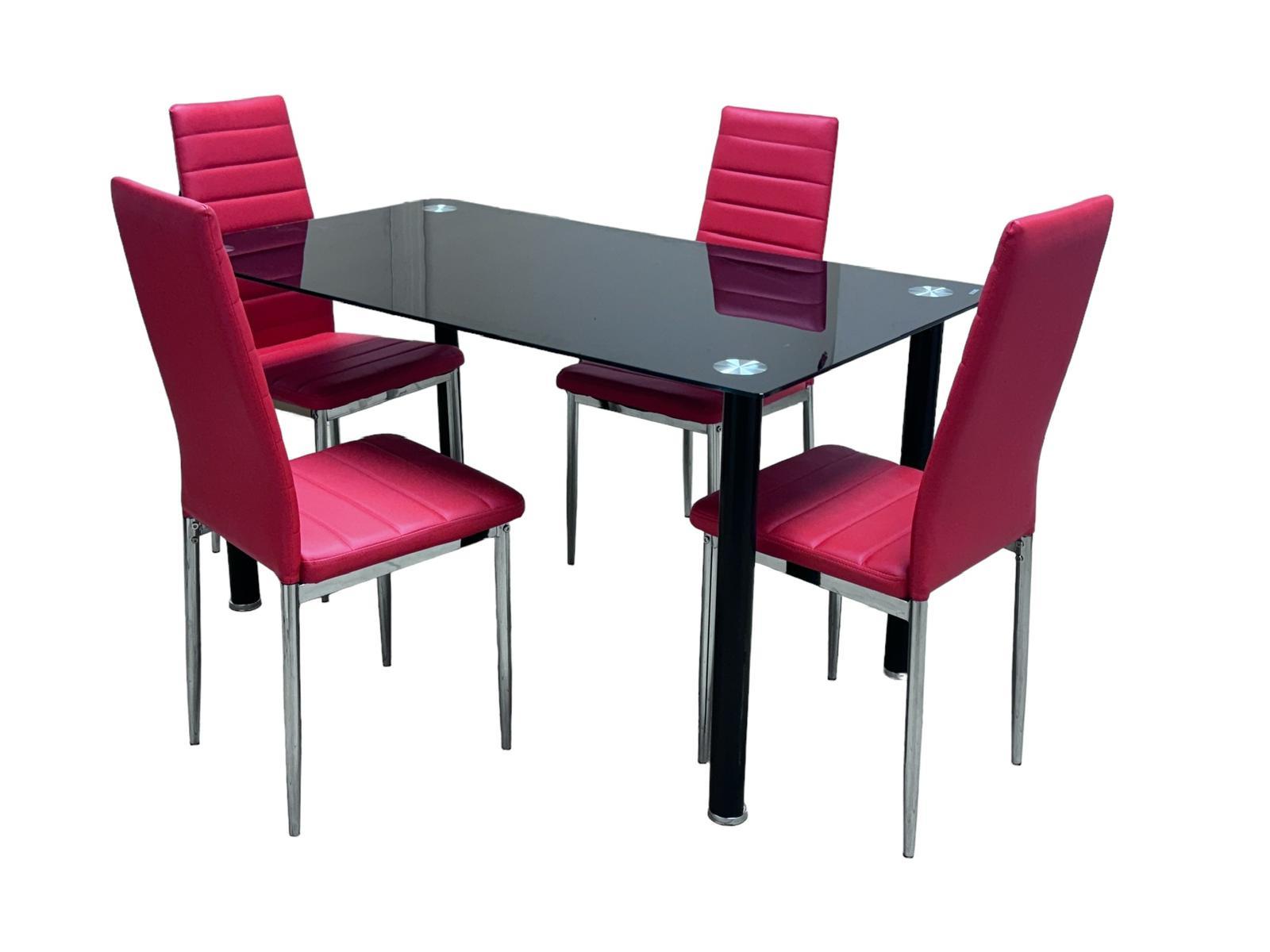 Black & Red 5-Piece Dining Set