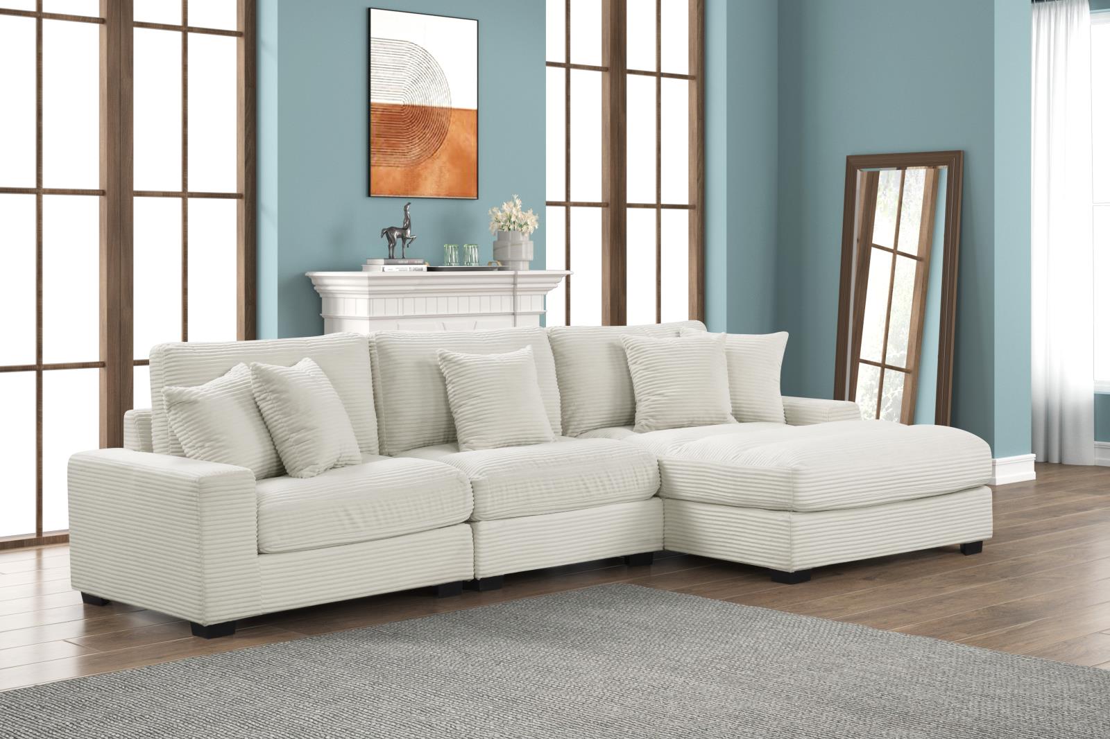 Carla Cream 3-Piece Sectional (Laf Chair — view 2