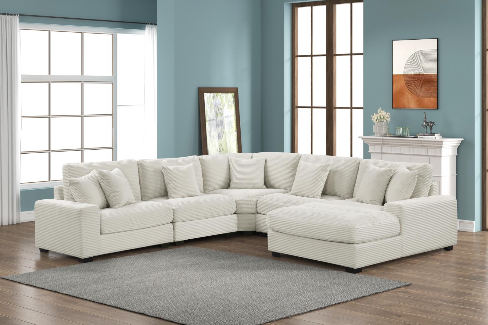 Carla Cream 5-Piece Sectional (Laf Chair — view 2