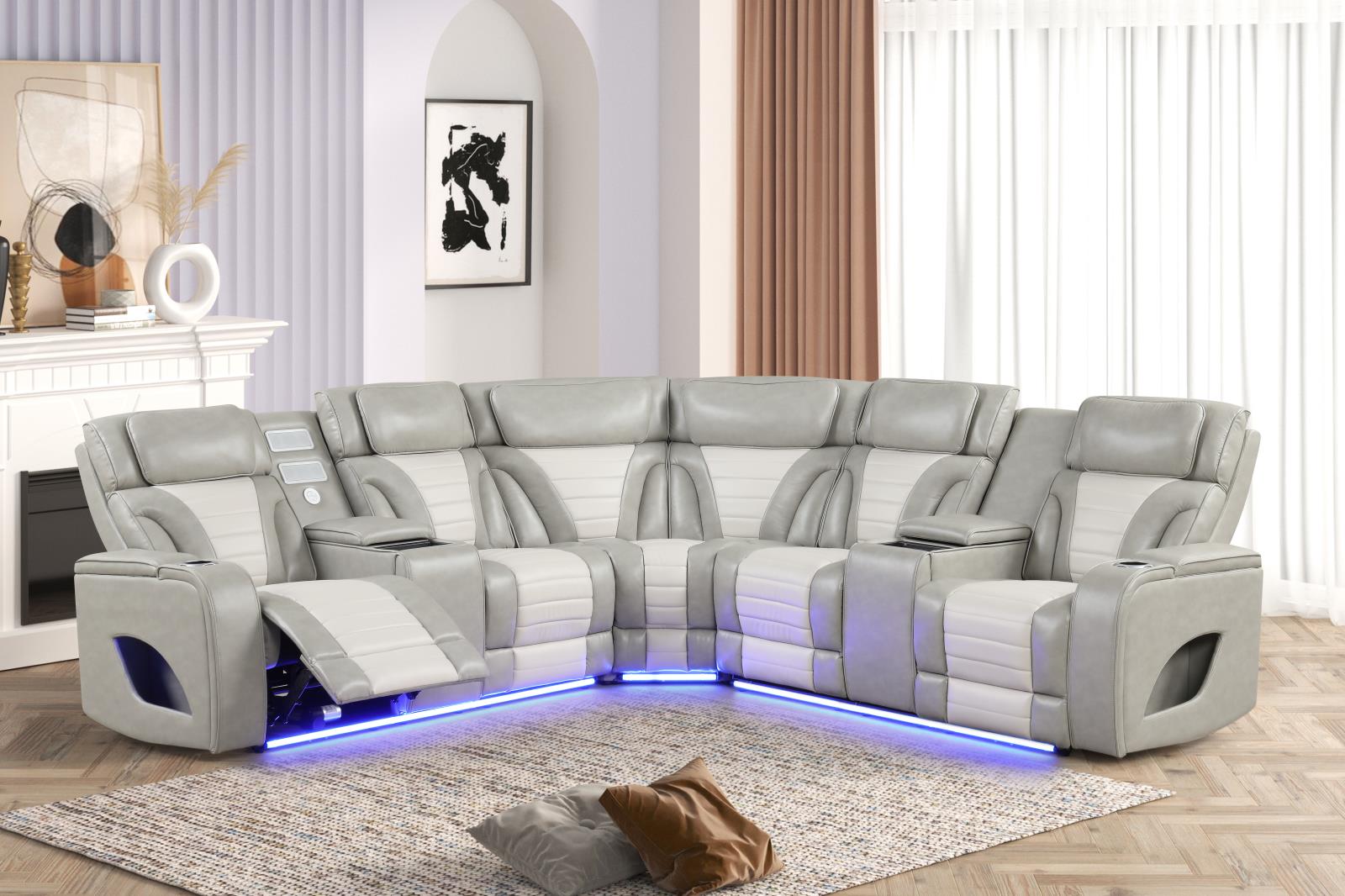 Atlas Gray & Ice 3-Piece Power Recliner Sectional with Power Headrest — view 2