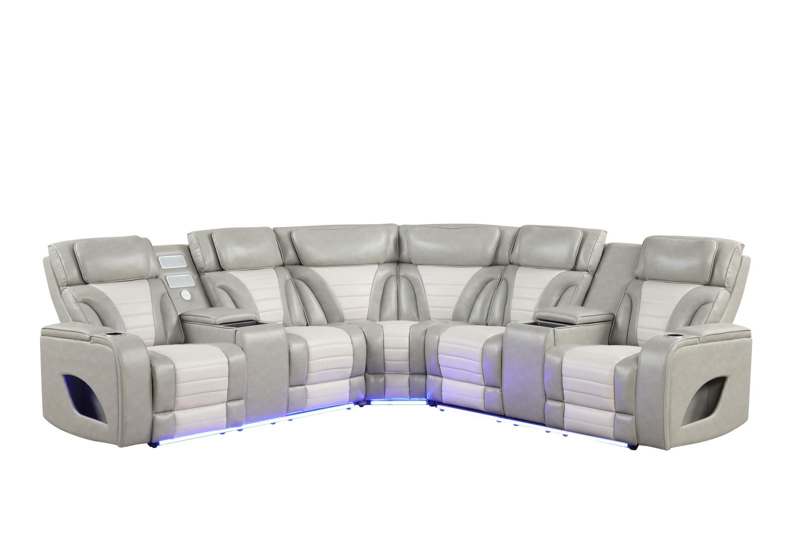 Atlas Gray & Ice 3-Piece Power Recliner Sectional with Power Headrest