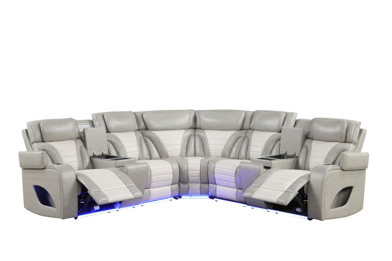 Atlas Gray & Ice 3-Piece Power Recliner Sectional with Power Headrest — view 3