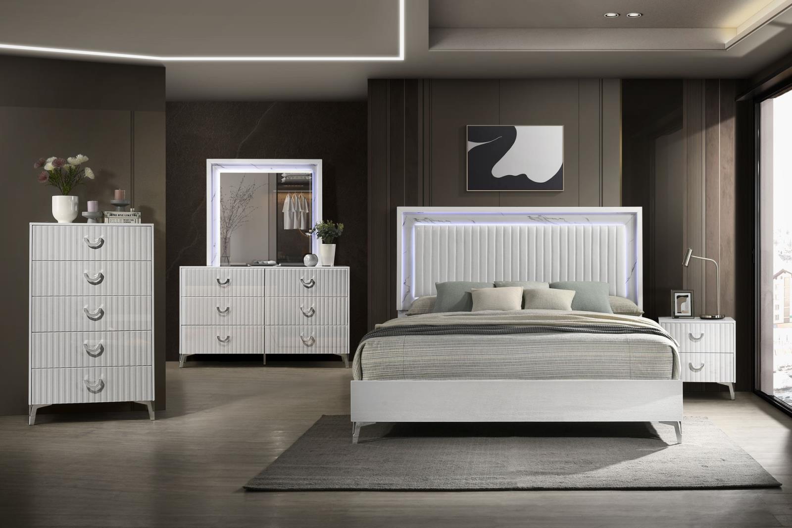 Zane White Queen Bed, Dresser & Mirror