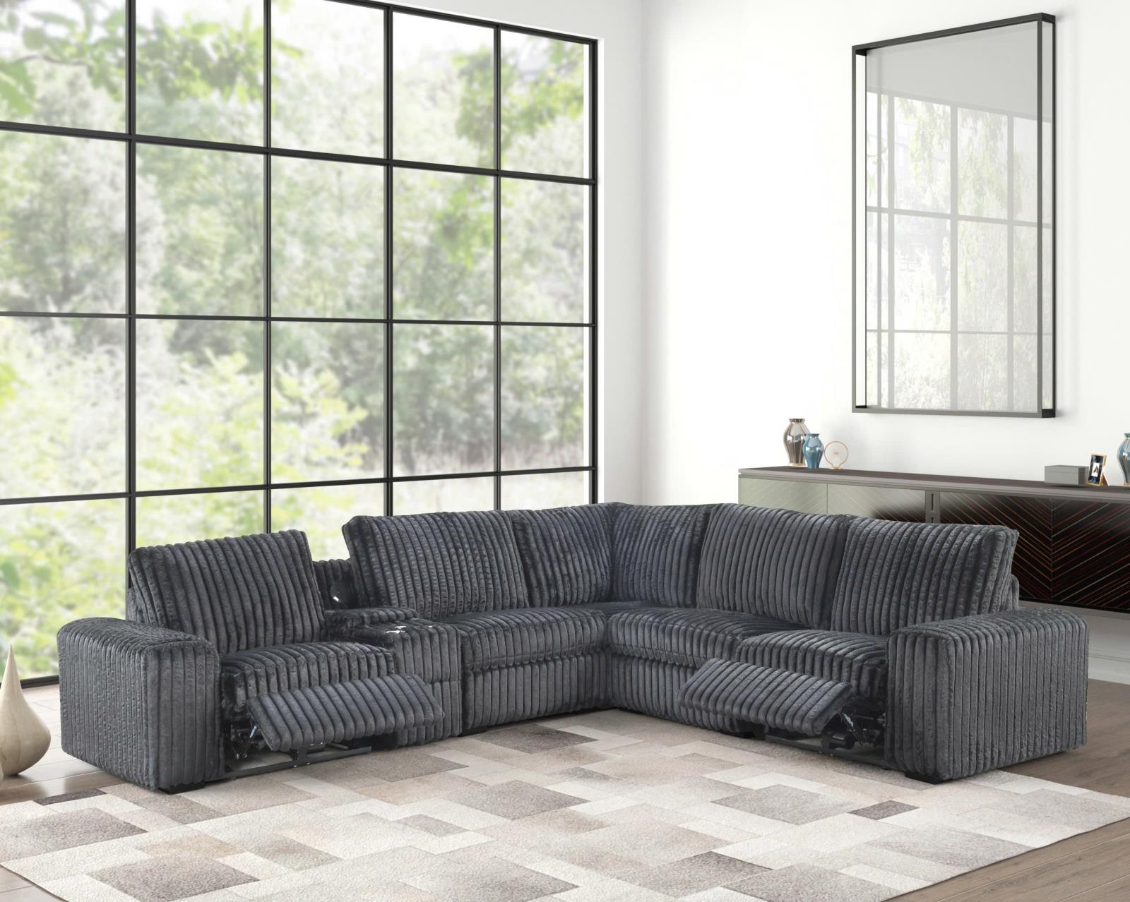 Vegas Gray Power Recliner Sectional with Storage Console — view 2