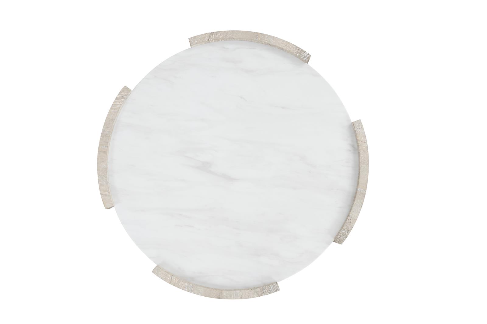 Lynda White & Beige End Table with Faux Marble Top — view 4