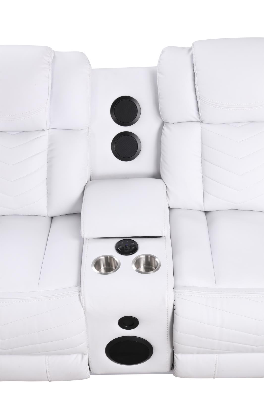 Newnan White Power Recliner Sectional with Bluetooth Speaker — view 4