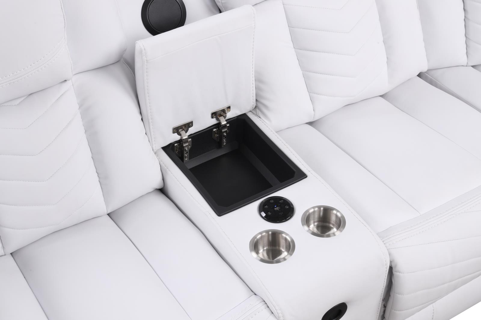 Newnan White Power Recliner Sectional with Bluetooth Speaker — view 5