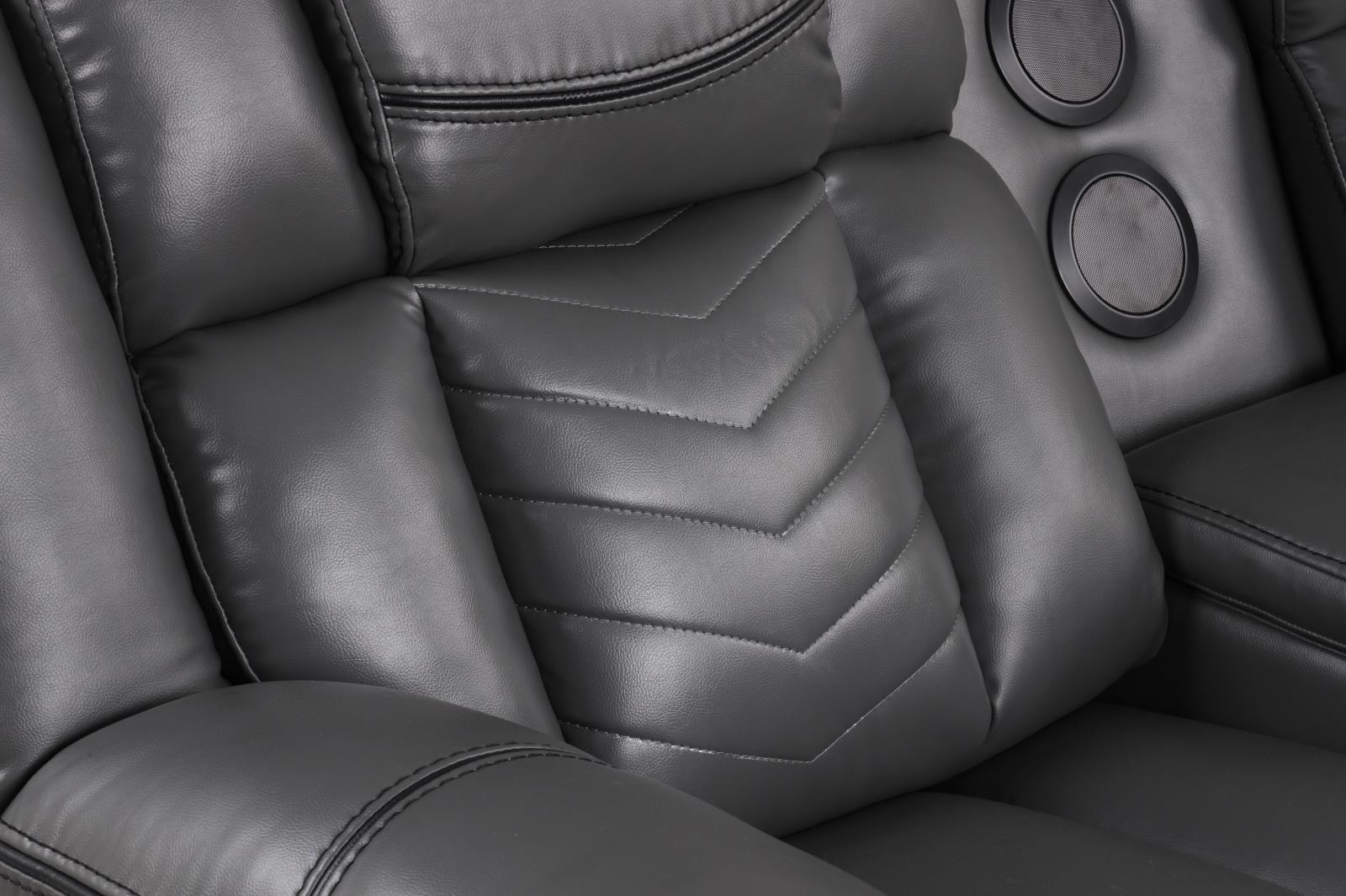 Newnan Gray Power Recliner Sectional with Bluetooth Speaker — view 3