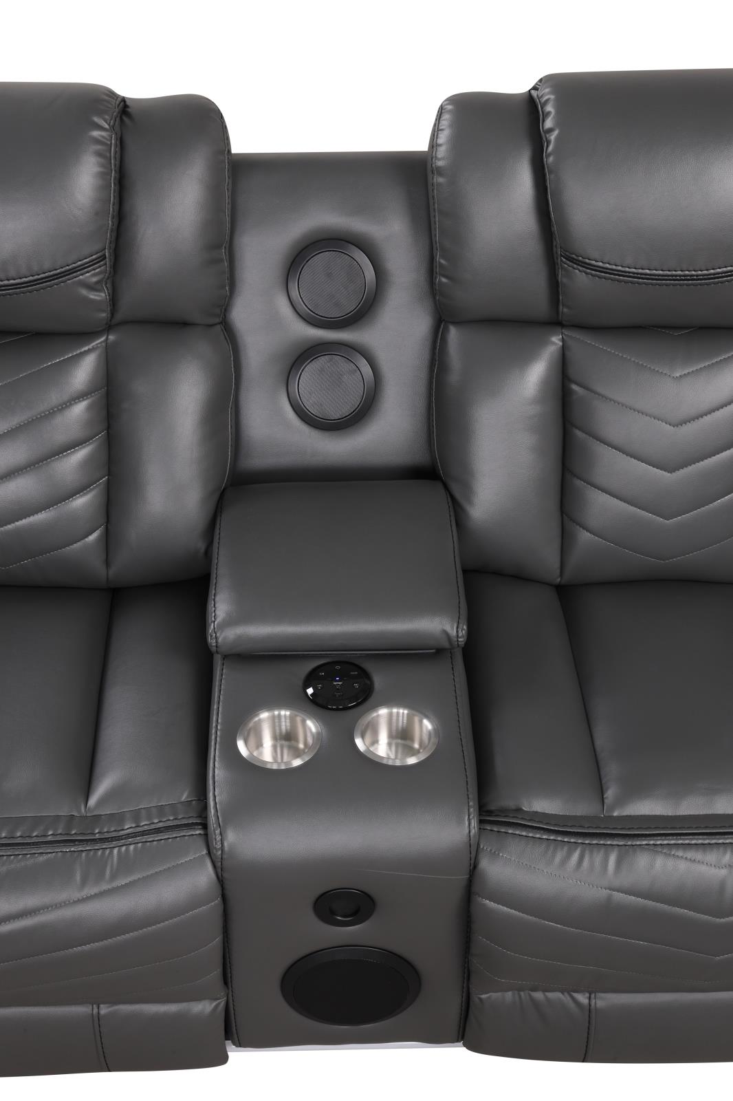 Newnan Gray Power Recliner Sectional with Bluetooth Speaker — view 4