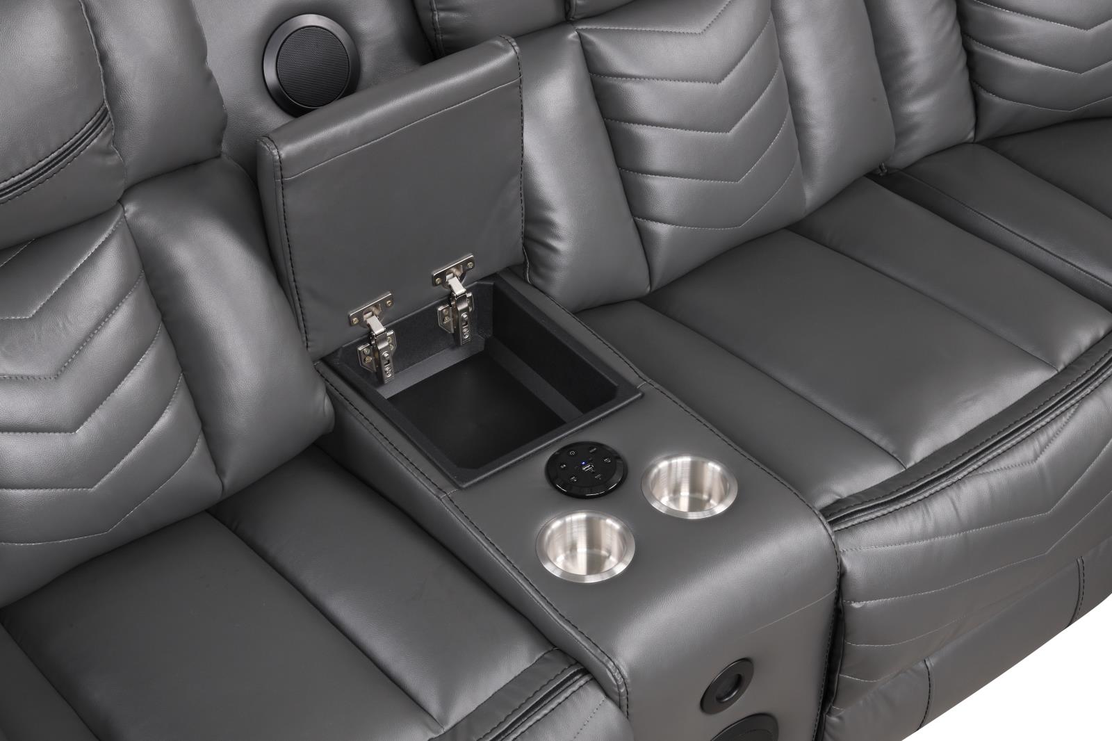 Newnan Gray Power Recliner Sectional with Bluetooth Speaker — view 5