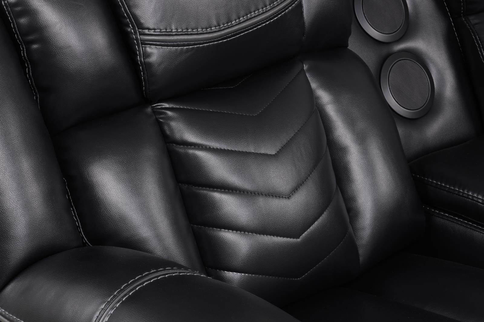 Newnan Black Power Recliner Sectional with Bluetooth Speaker — view 3