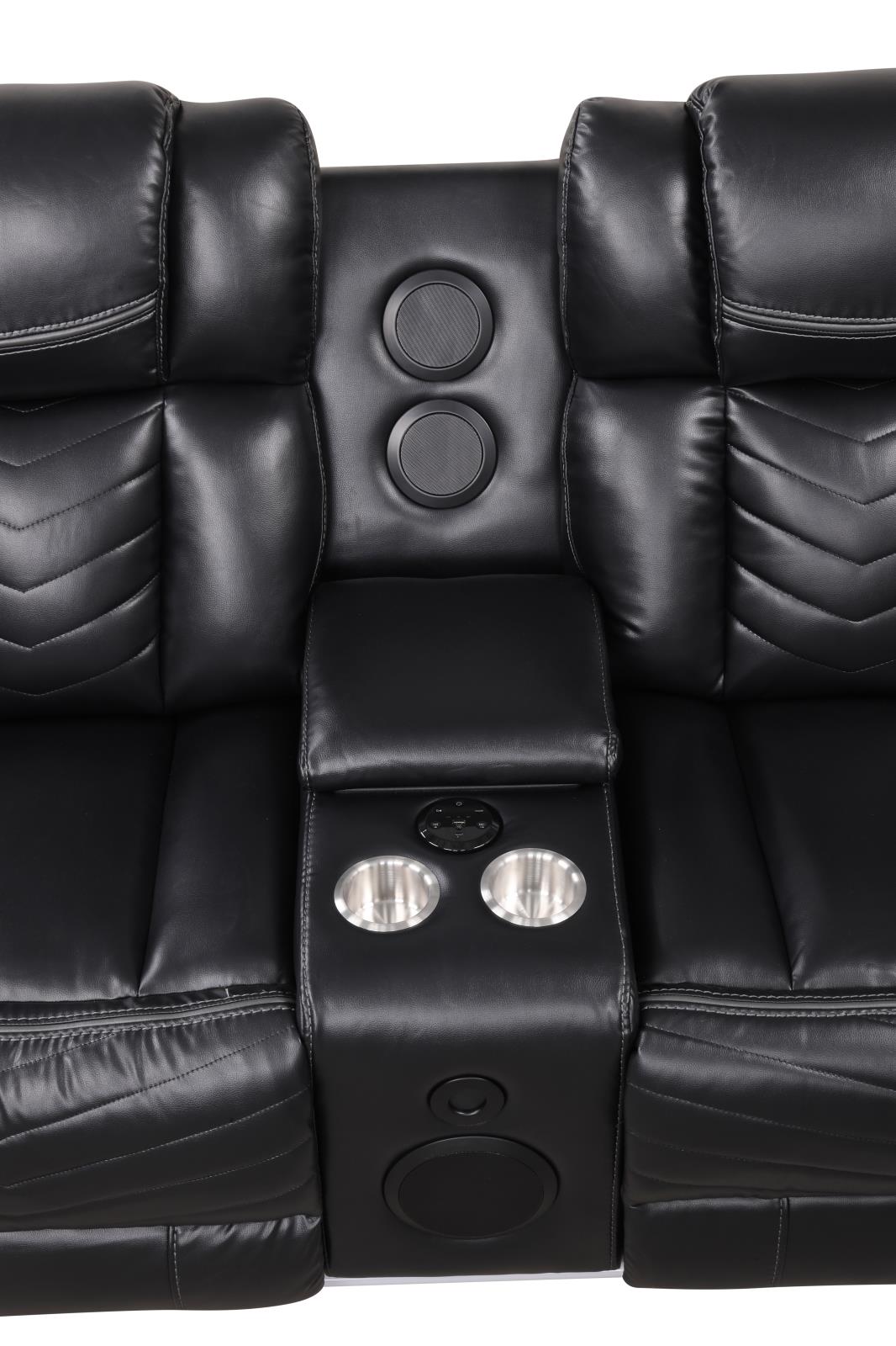 Newnan Black Power Recliner Sectional with Bluetooth Speaker — view 4