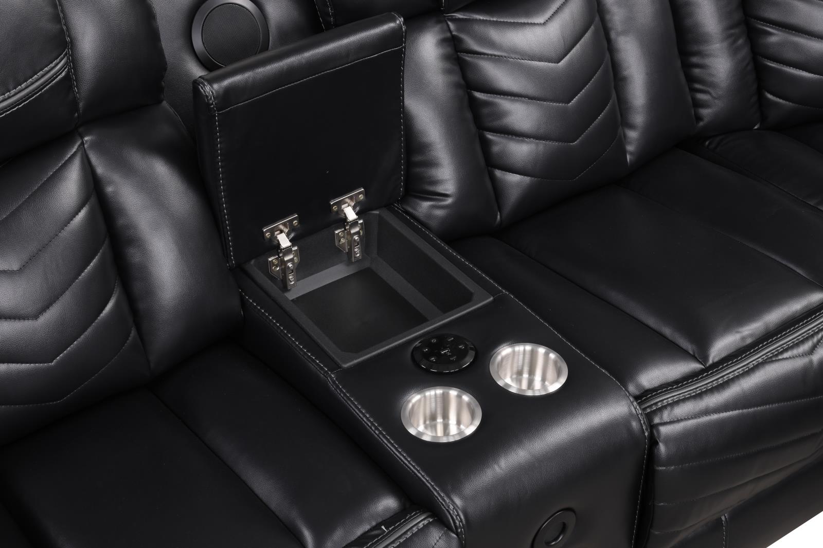 Newnan Black Power Recliner Sectional with Bluetooth Speaker — view 5